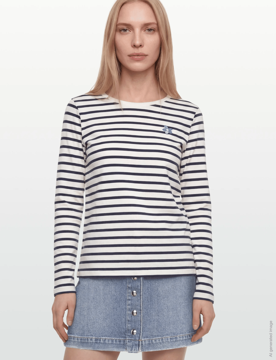 FREE/QUENT - FQFAMILA-TEE - langärmlige tops - star off-white w. navy blazer - 3