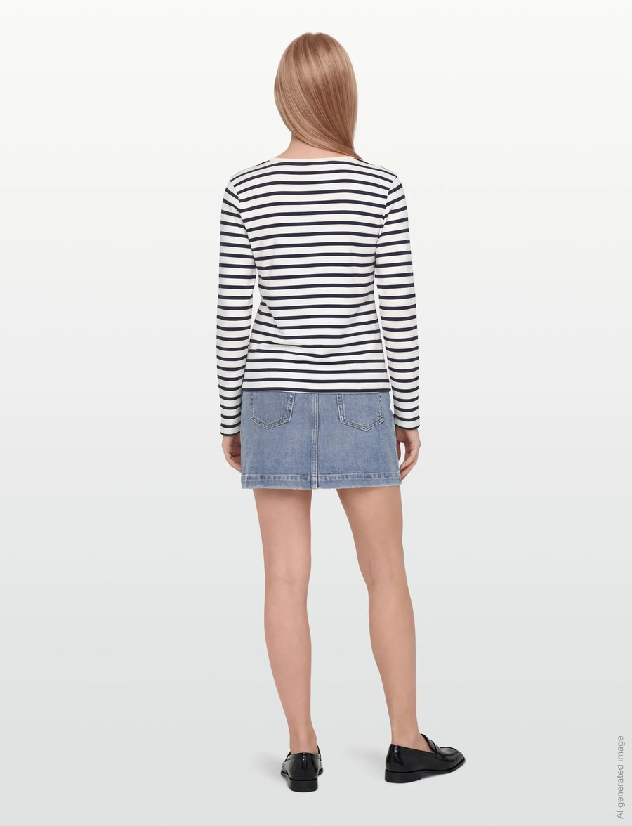FREE/QUENT - FQFAMILA-TEE - langärmlige tops - star off-white w. navy blazer - 4