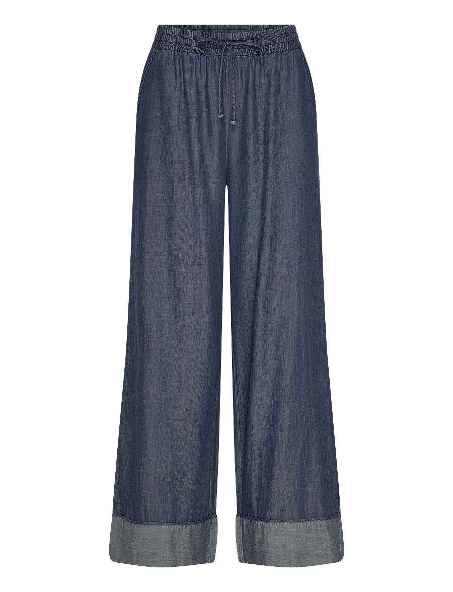 FREE/QUENT - FQWILKE-PANTS - hosen mit weitem bein - medium blue denim - 1
