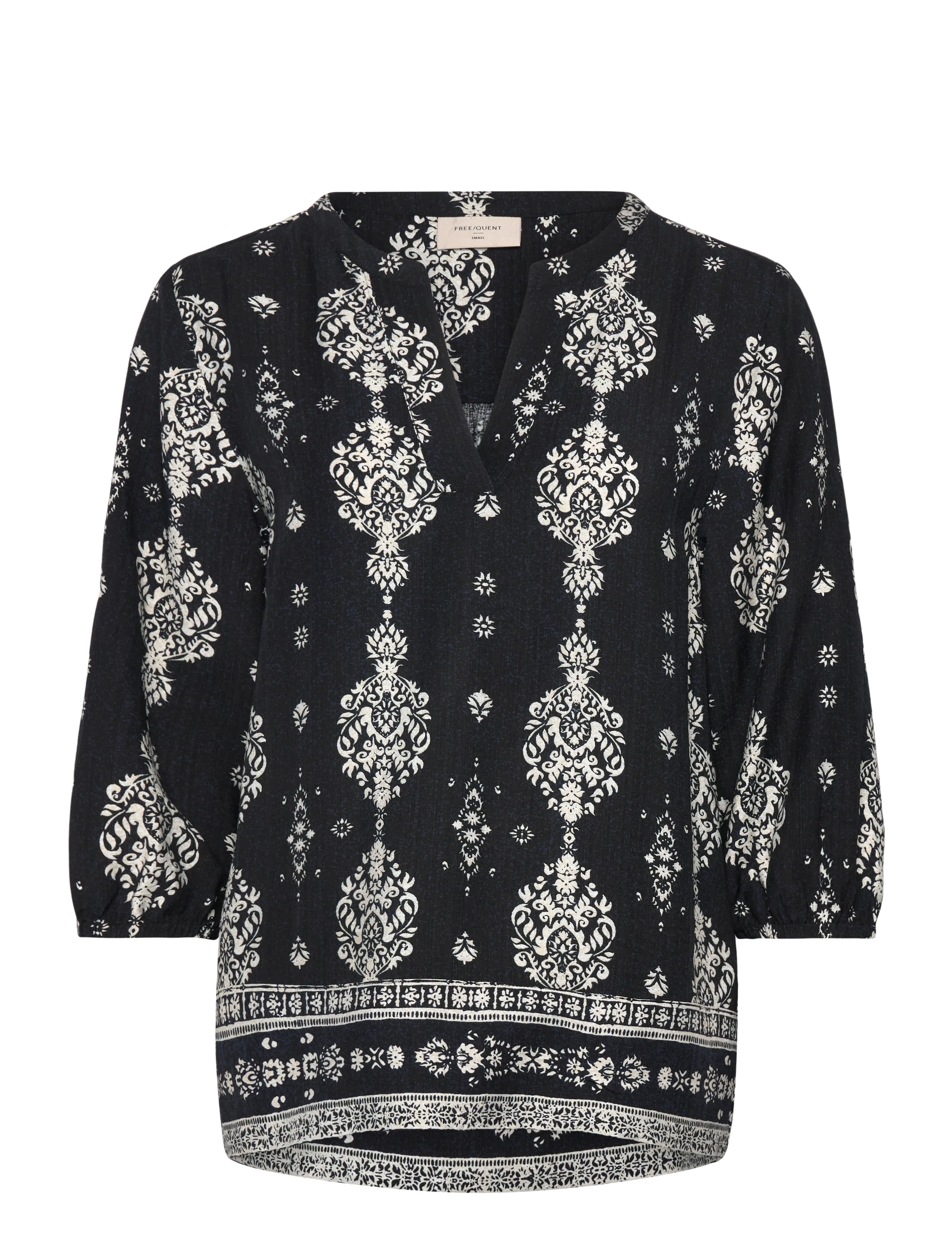 FREE/QUENT FQTILLY-BLOUSE - Fashion Trends - BLACK W. STAR OFF-WHITE / black