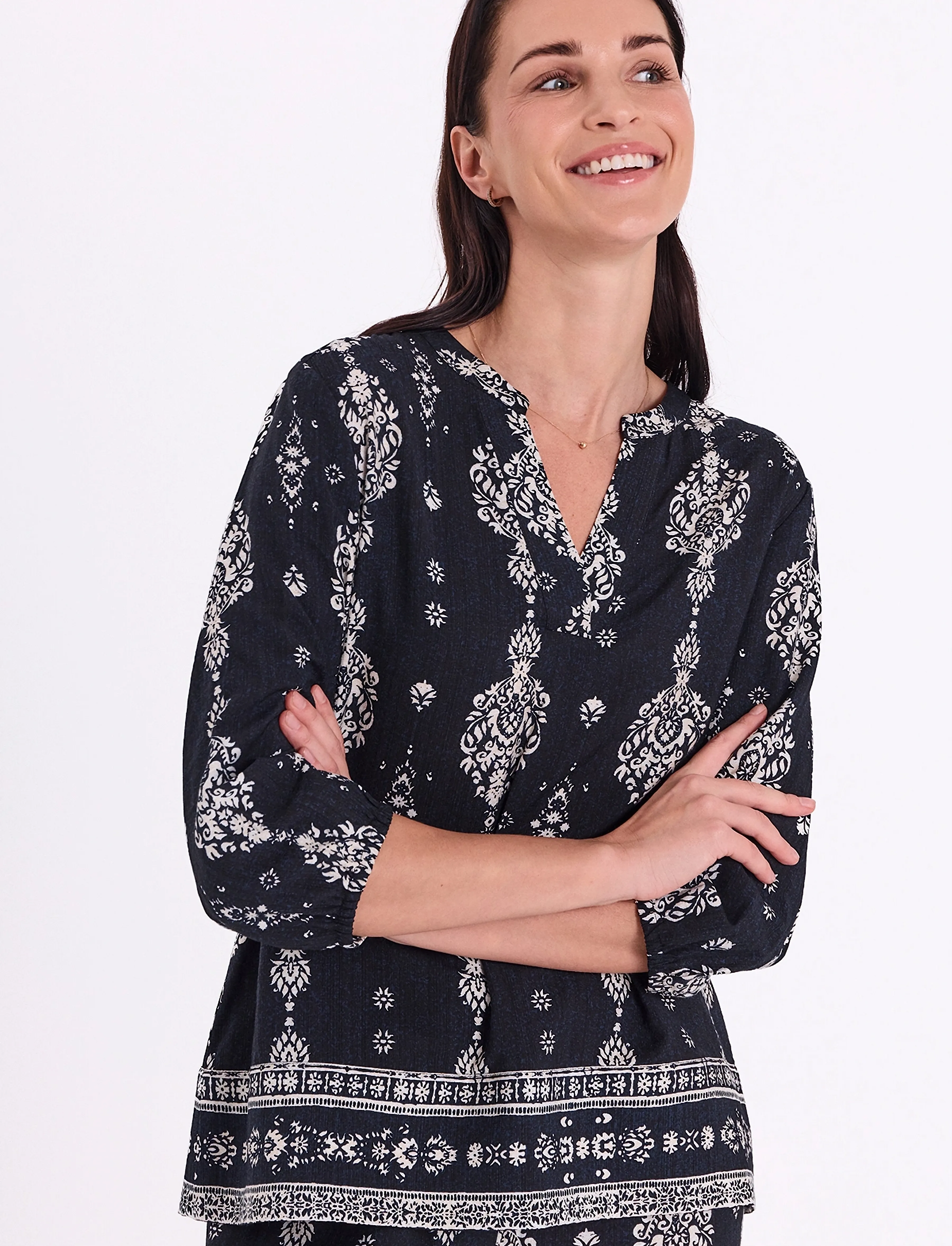 FREE/QUENT - FQTILLY-BLOUSE - langærmede bluser - black w. star off-white - 3