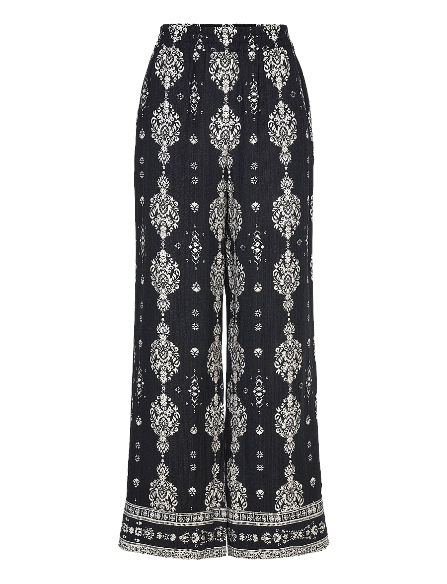 FREE/QUENT - FQTILLY-PANTS - wide leg trousers - black w. star off-white - 1