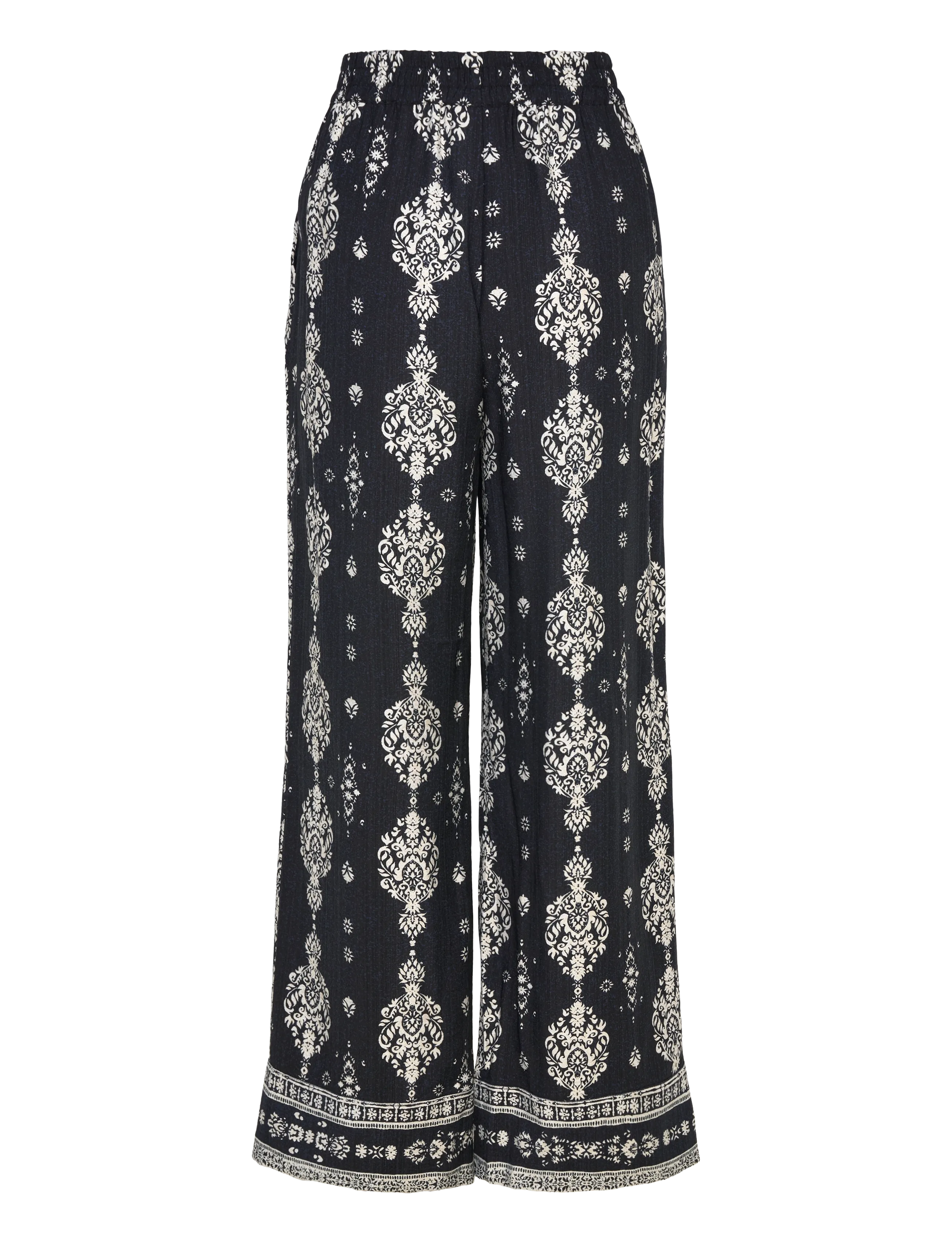 FREE/QUENT - FQTILLY-PANTS - hosen mit weitem bein - black w. star off-white - 2