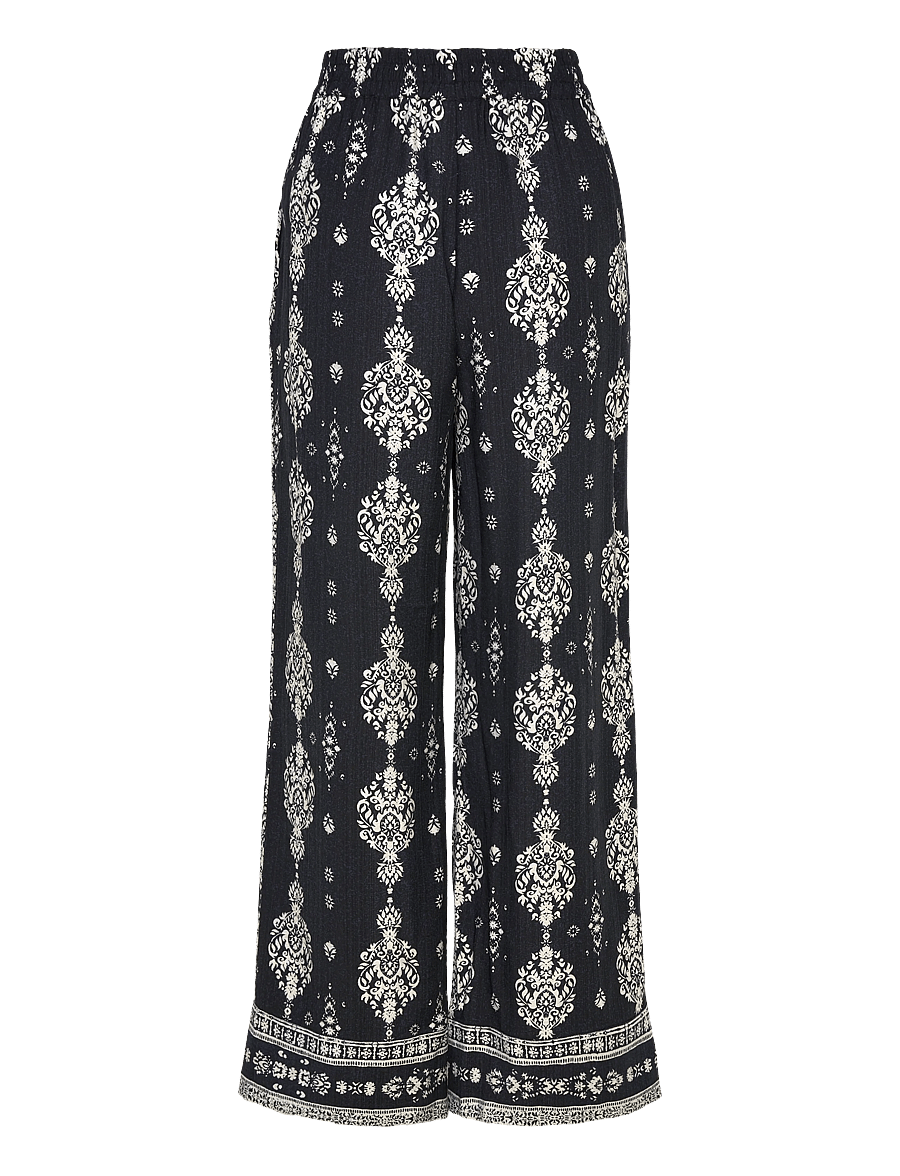 FREE/QUENT - FQTILLY-PANTS - wide leg trousers - black w. star off-white - 2