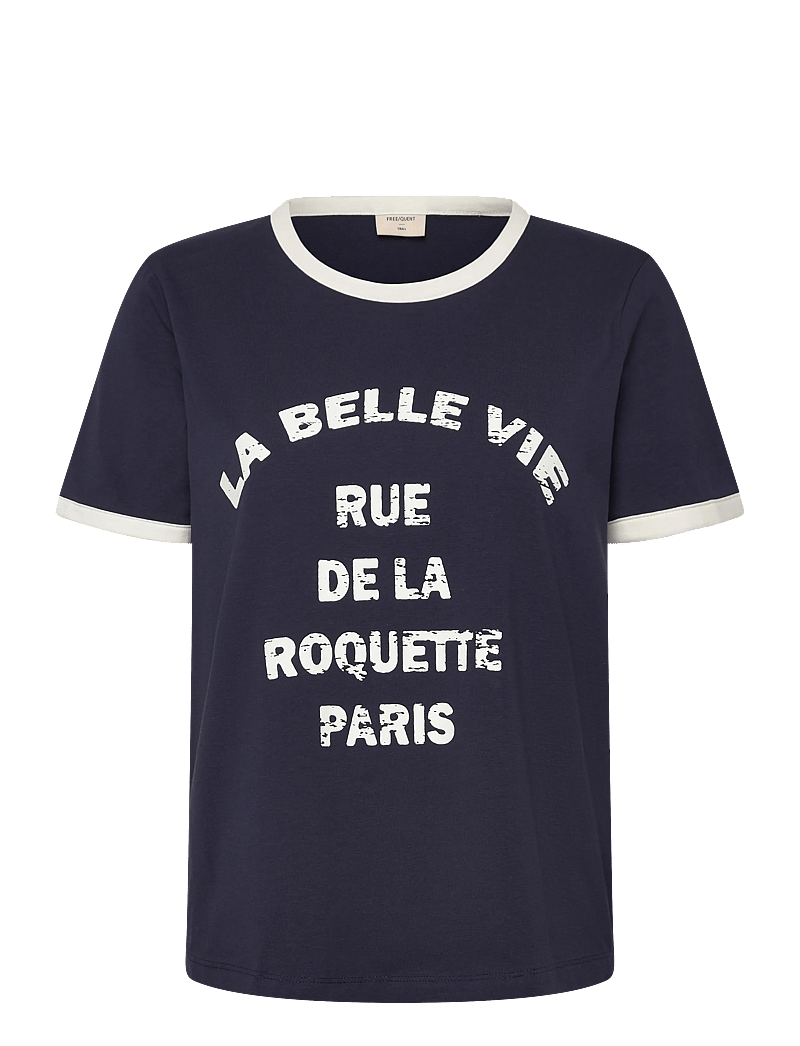 FREE/QUENT - FQFENJAL-TEE - t-shirts - navy blazer w. star off-white - 1