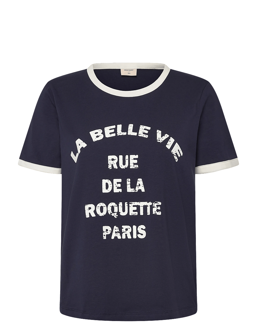 FREE/QUENT - FQFENJAL-TEE - t-shirts - navy blazer w. star off-white - 1
