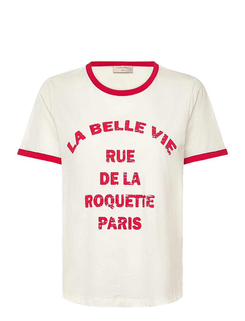 FREE/QUENT - FQFENJAL-TEE - t-shirts - star off-white w. true red - 1