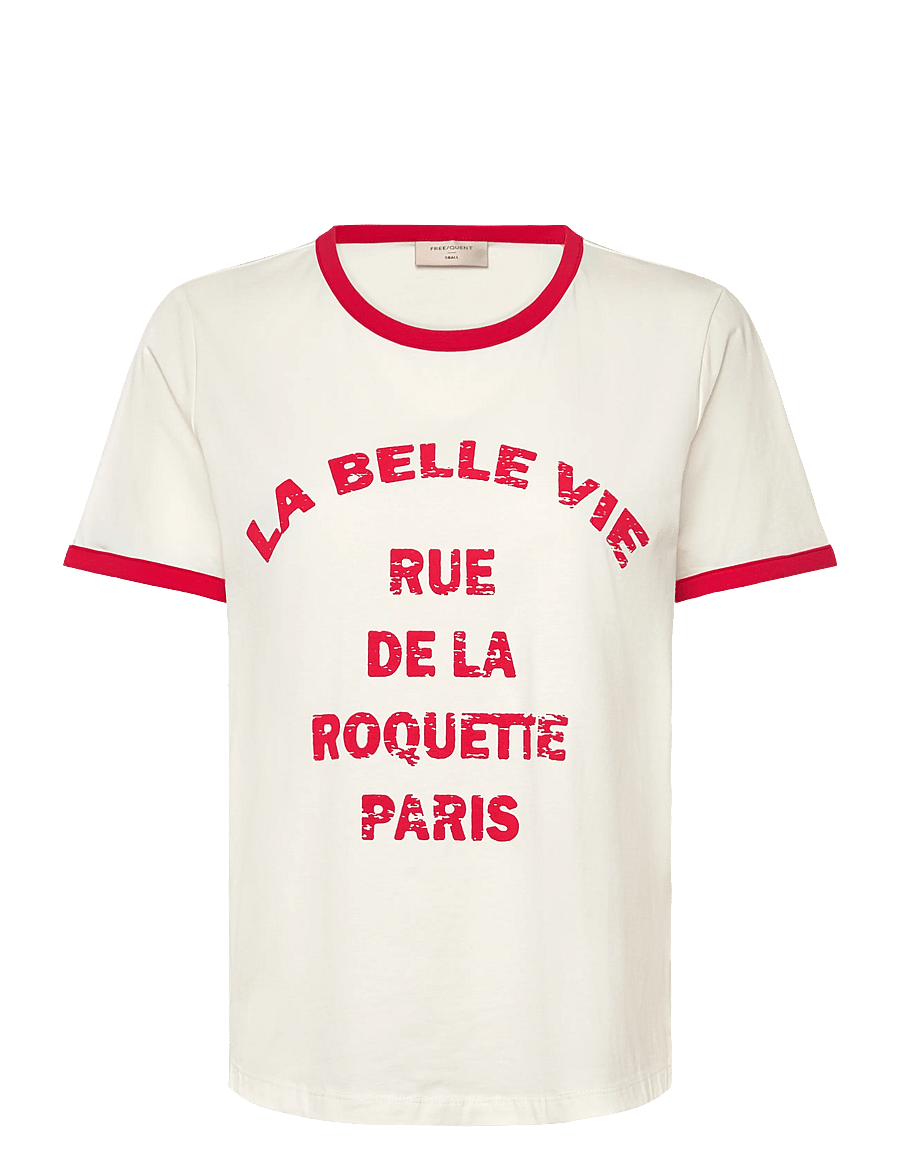 FREE/QUENT - FQFENJAL-TEE - t-shirts - star off-white w. true red - 1