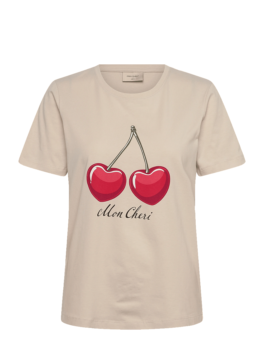 FREE/QUENT - FQFENJAL-TEE - t-shirts - moonbeam w. true red - 1