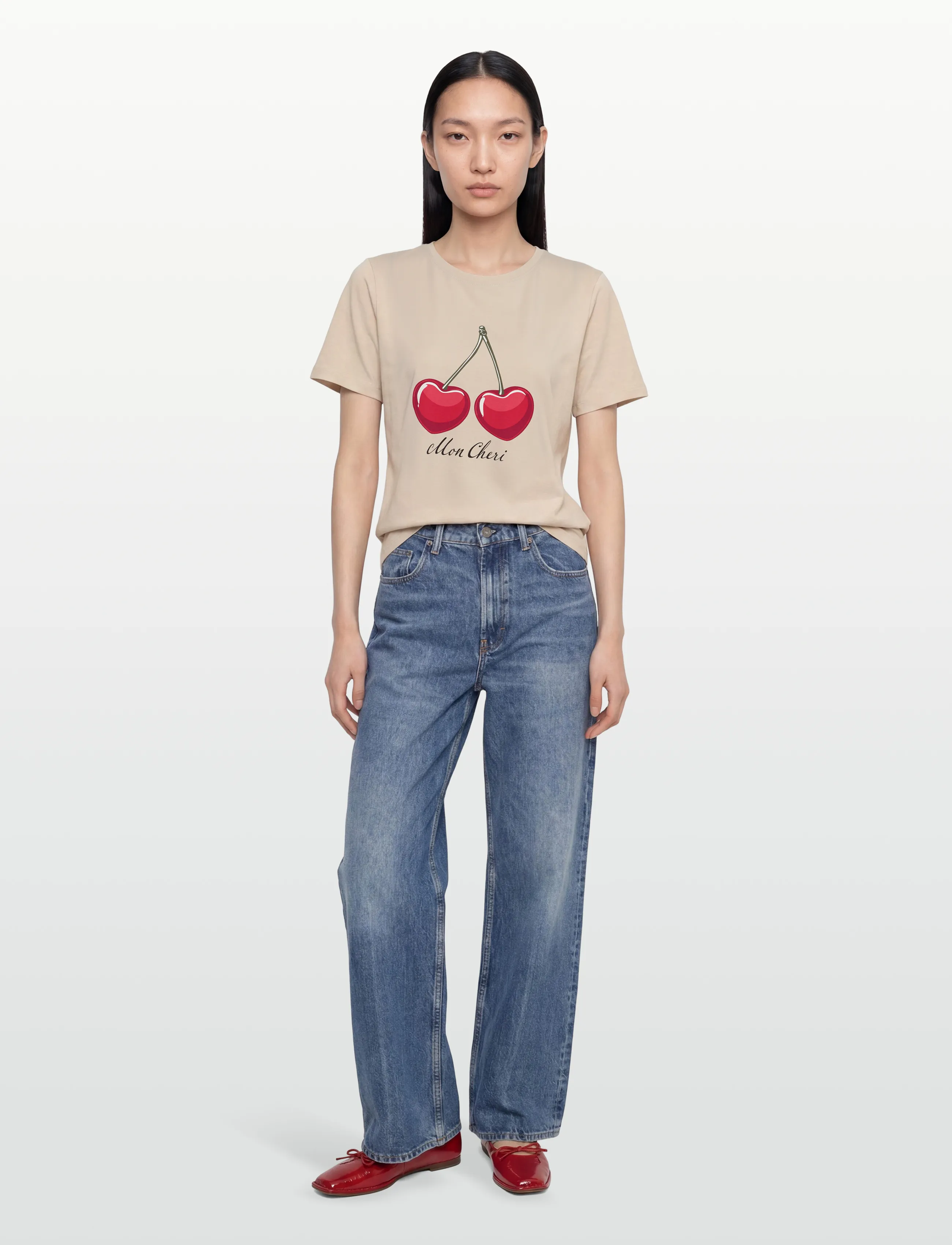 FREE/QUENT Fqfenjal-Tee, XS, Beige, T-Shirts & Toppe > Kortærmede, Dame