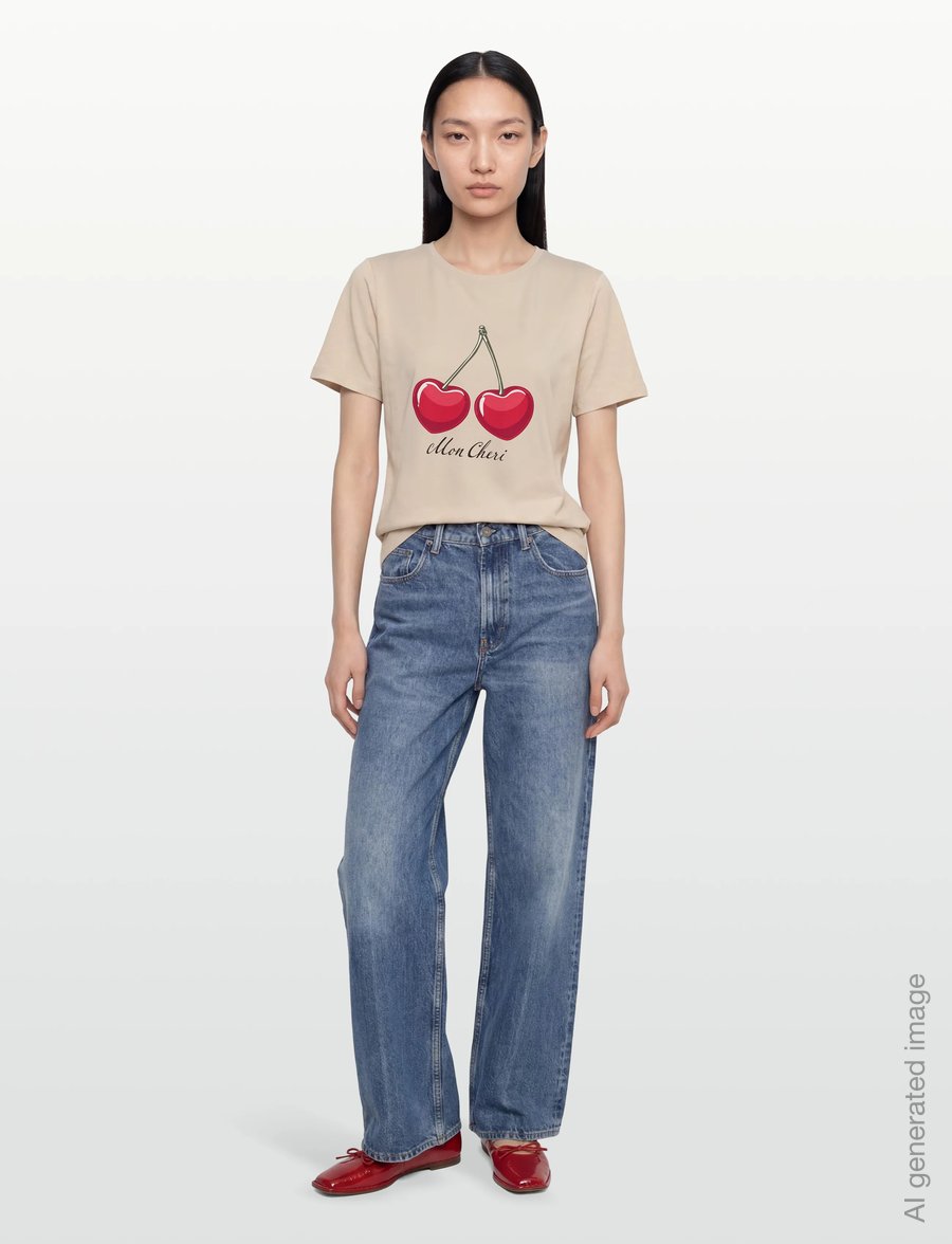 FREE/QUENT - FQFENJAL-TEE - t-shirts - moonbeam w. true red - 0