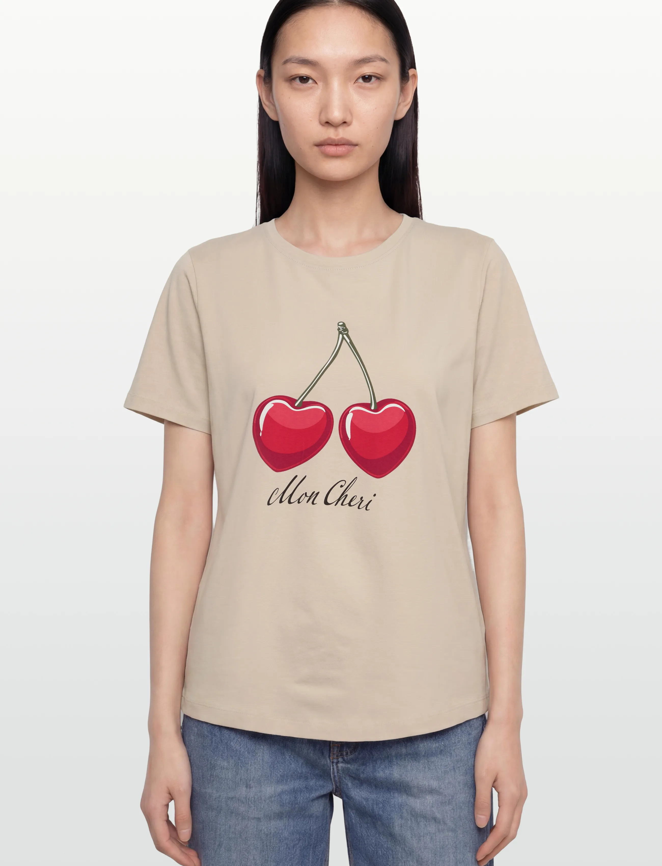 FREE/QUENT - FQFENJAL-TEE - t-shirts - moonbeam w. true red - 3