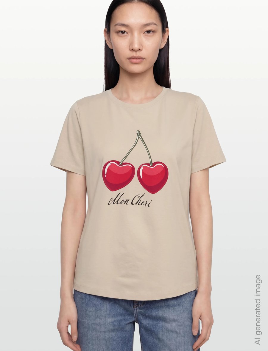 FREE/QUENT - FQFENJAL-TEE - t-shirts - moonbeam w. true red - 3