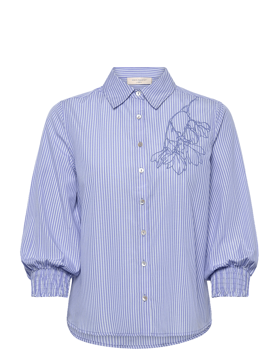 FREE/QUENT - FQESEVALINA-SHIRT - långärmade skjortor - vista blue w. star off-white - 0