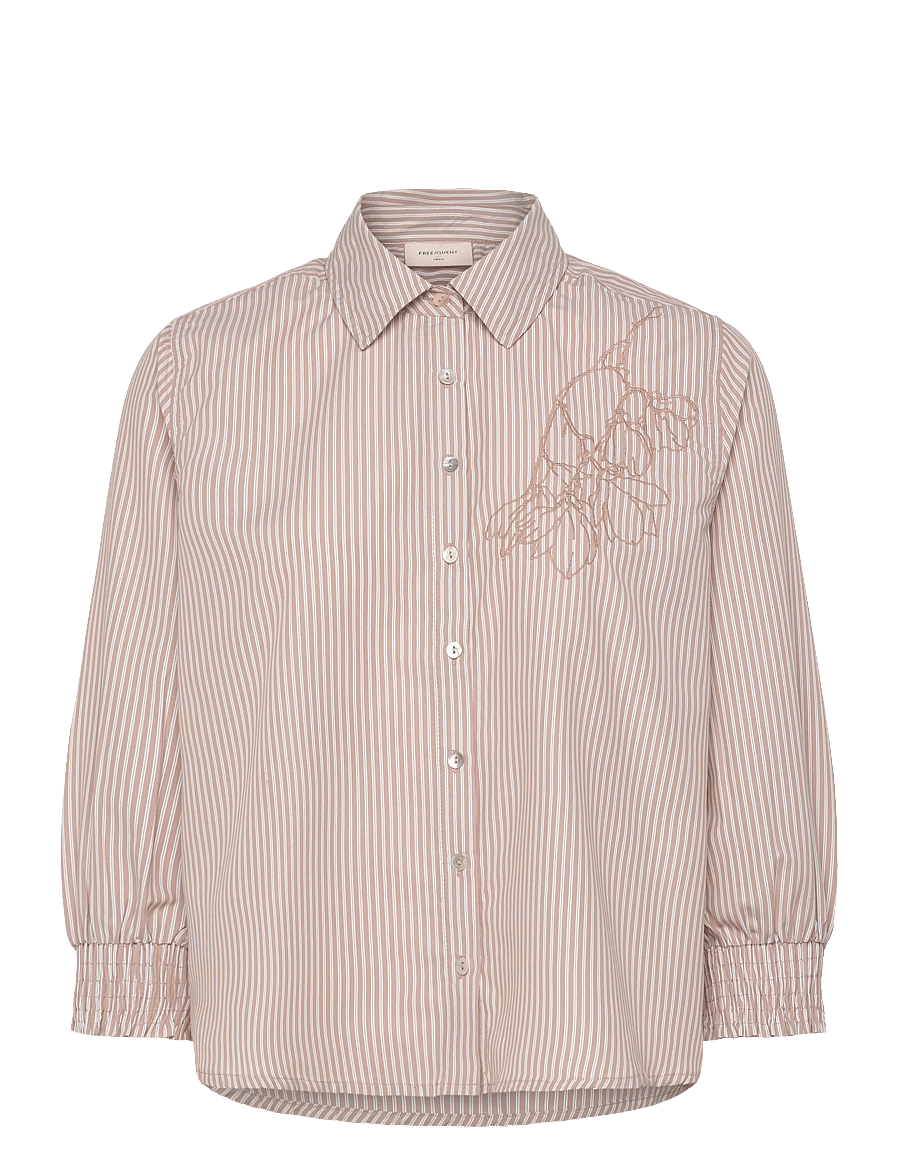 FREE/QUENT - FQESEVALINA-SHIRT - langærmede skjorter - silver mink w. star off-white - 1
