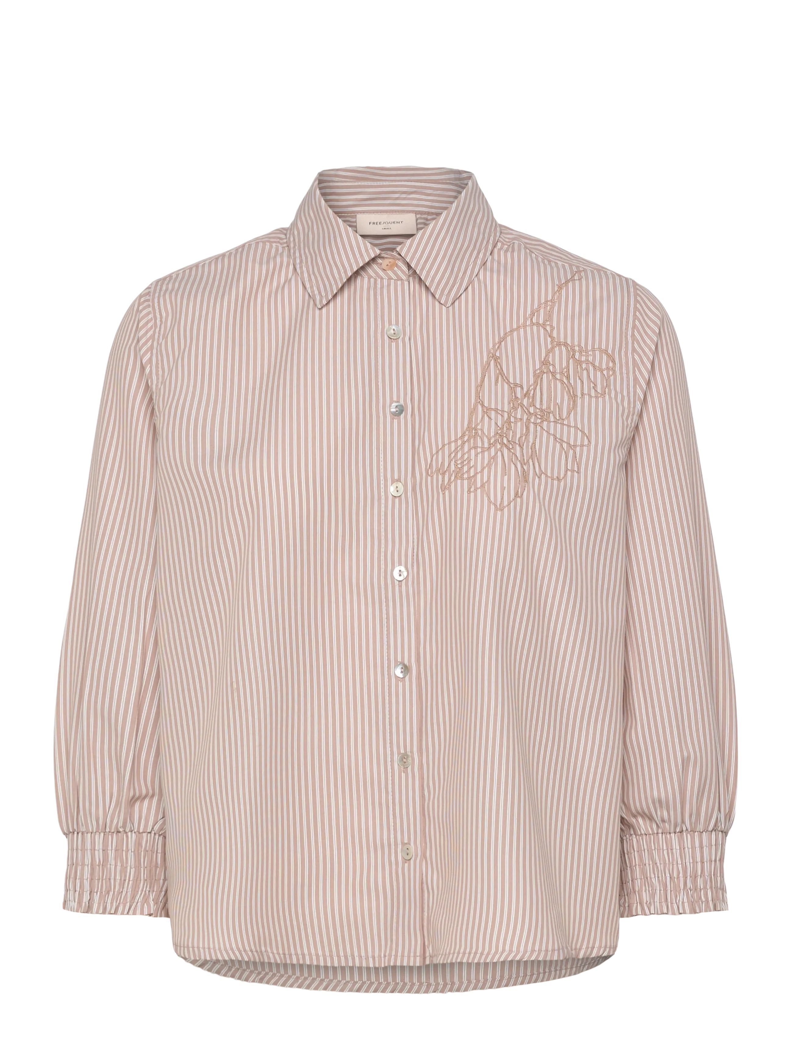 FREE/QUENT FQEVALINA-SHIRT - Tøj - SILVER MINK W. STAR OFF-WHITE / beige