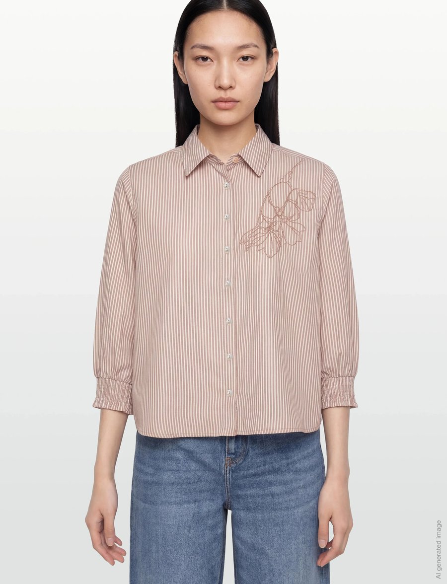 FREE/QUENT - FQESEVALINA-SHIRT - langärmlige hemden - silver mink w. star off-white - 3