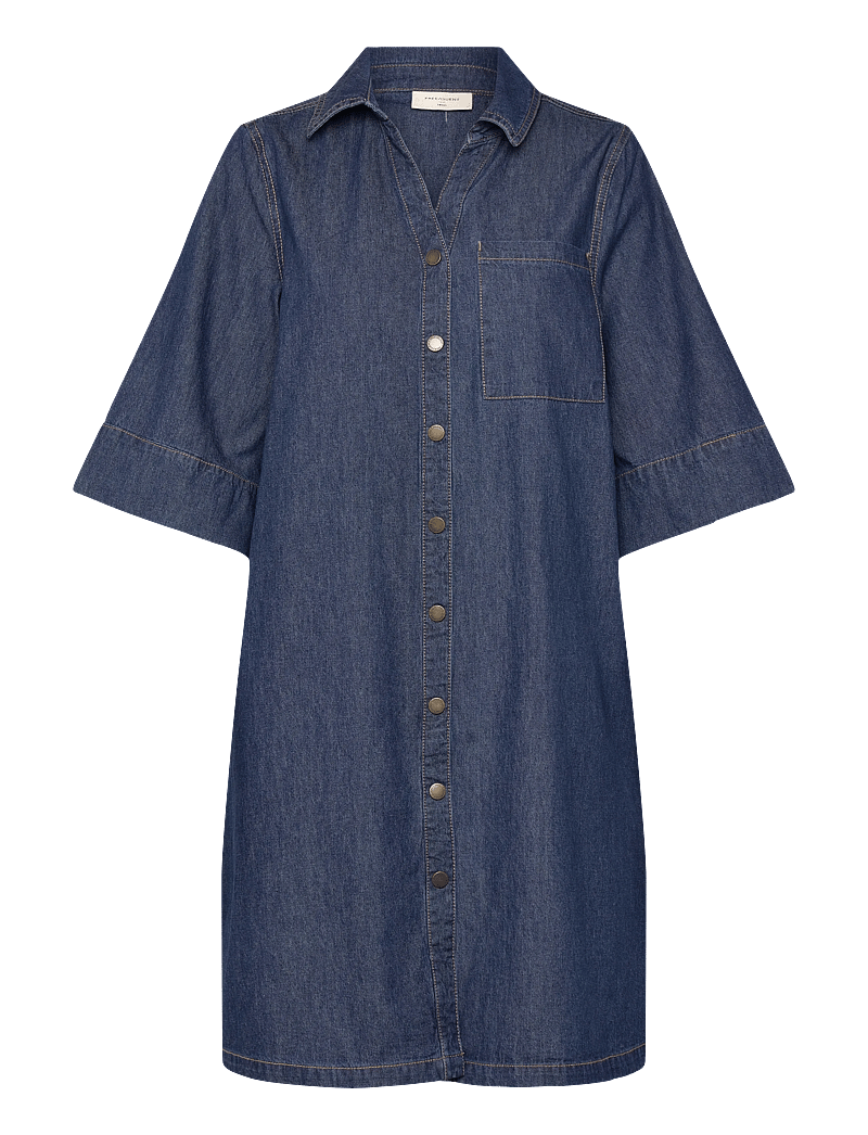FREE/QUENT - FQLISEA-DRESS - hemdkleider - medium blue denim - 1
