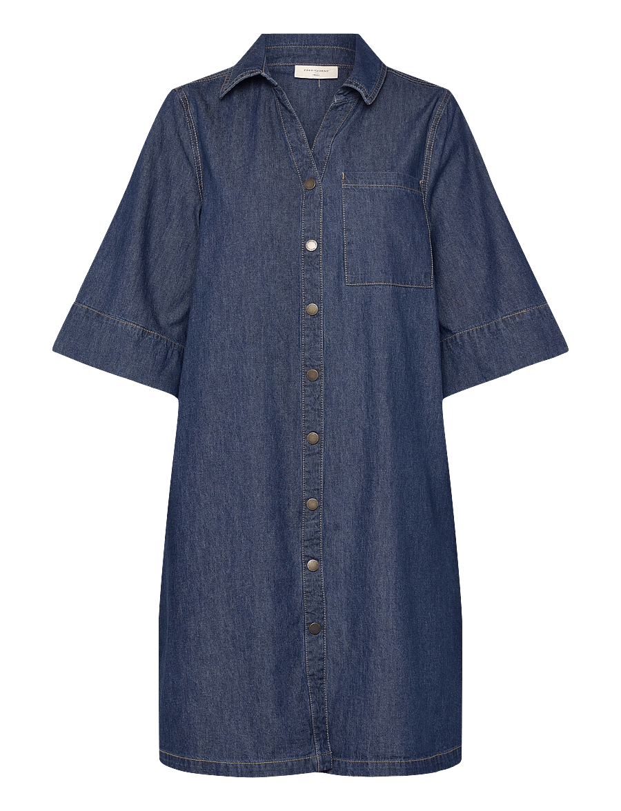 FREE/QUENT - FQLISEA-DRESS - hemdkleider - medium blue denim - 1