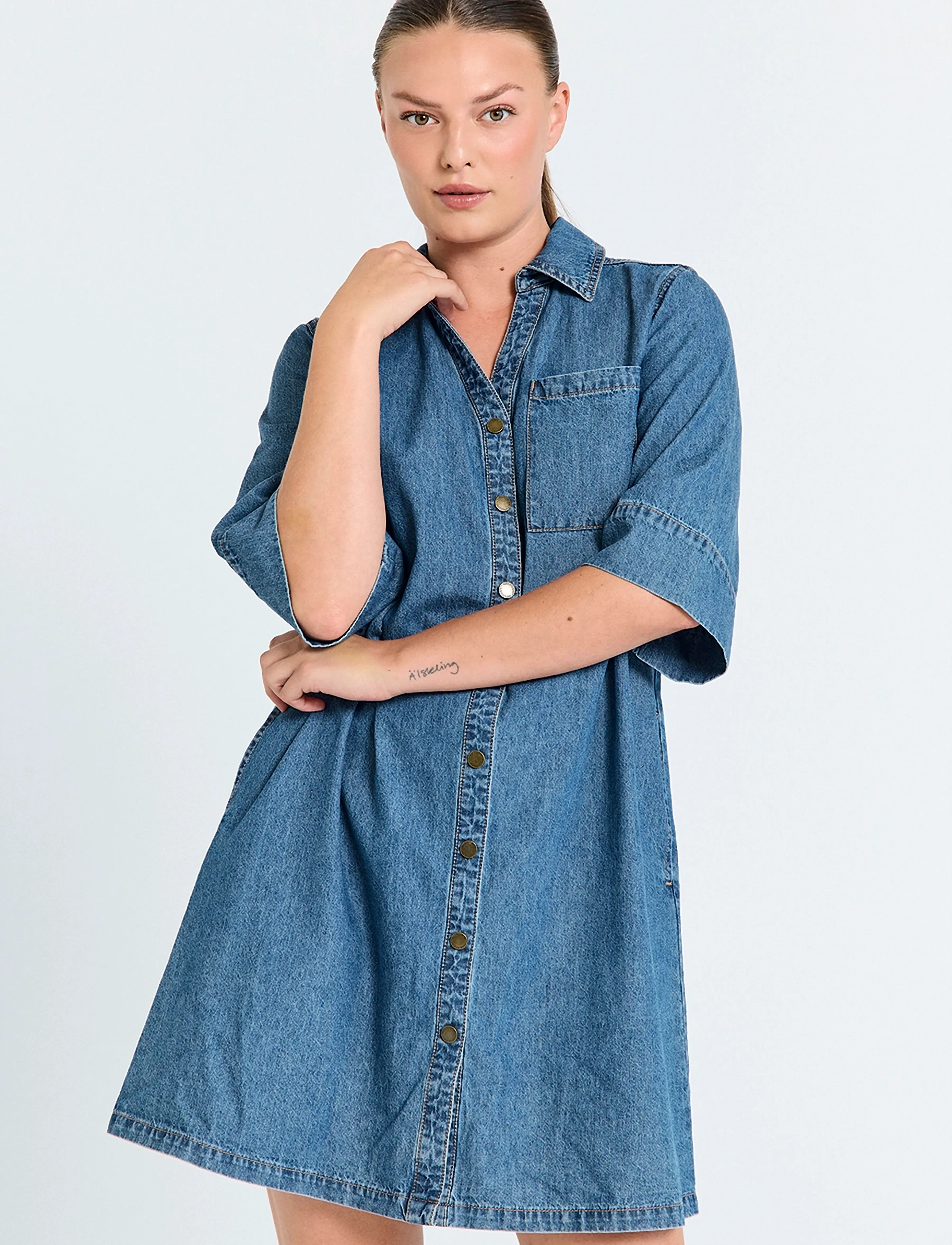 FREE/QUENT FQLISEA-DRESS - Kampaania - MEDIUM BLUE DENIM / blue