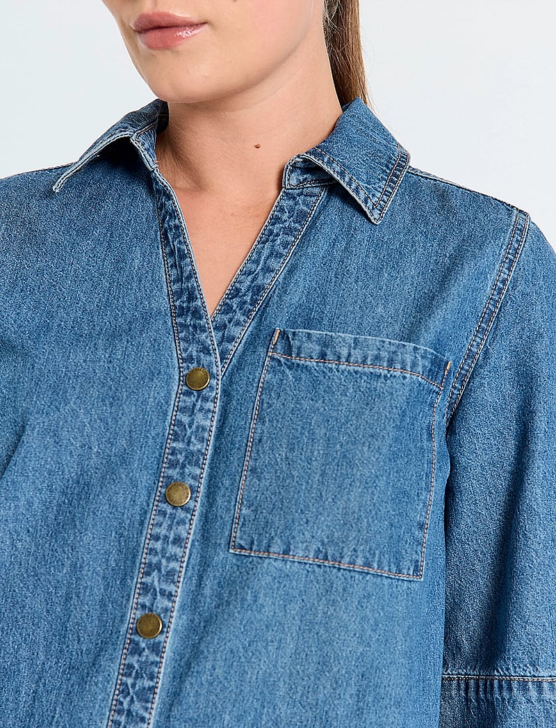FREE/QUENT - FQLISEA-DRESS - hemdkleider - medium blue denim - 3