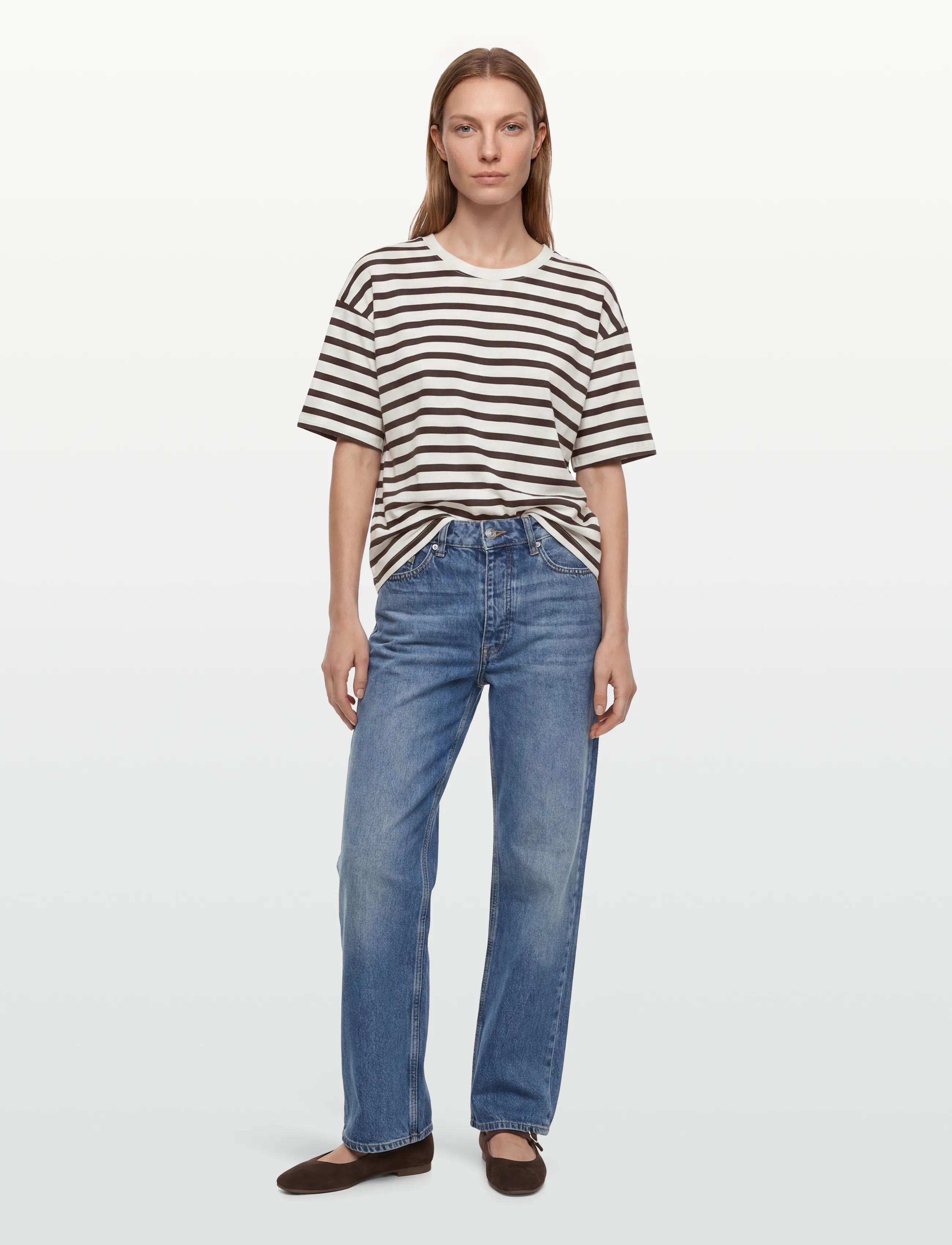 FREE/QUENT Fqprela-Tee, Kvinder, Kortærmet Stribet T-Shirt, Cream, Str: XS