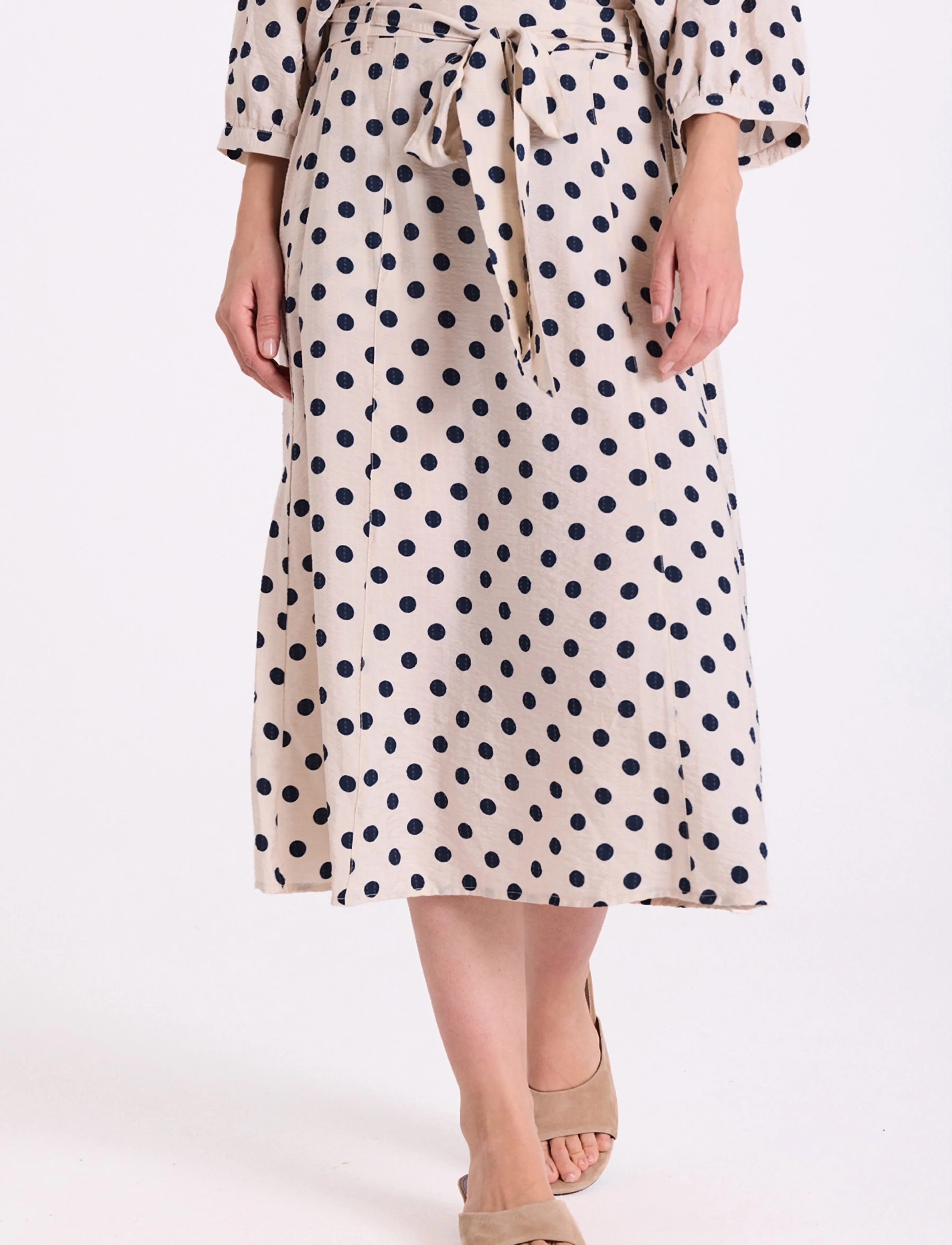 FREE/QUENT FQALMA-SKIRT - Hameet - MOONBEAM W. NAVY BLAZER / cream