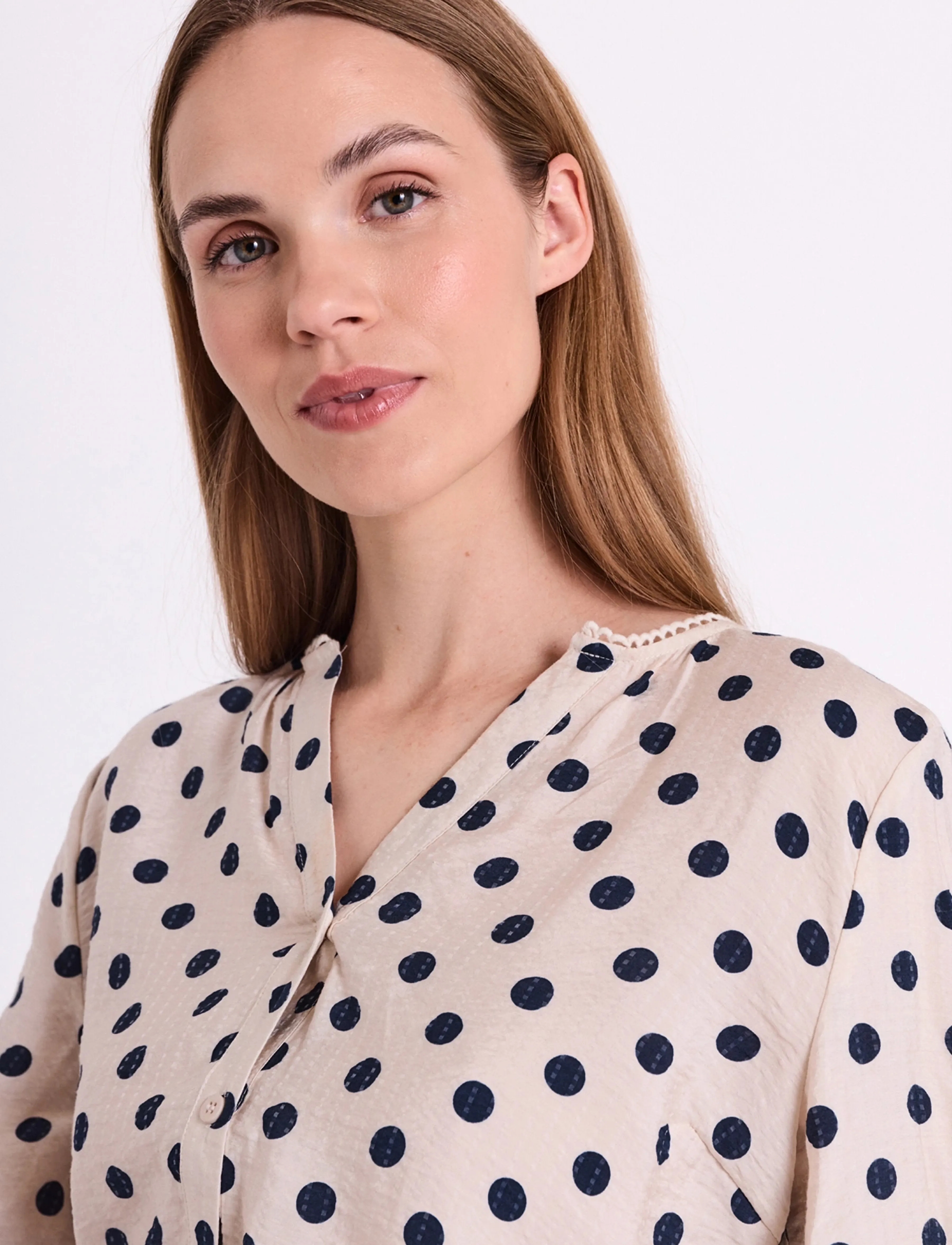 FREE/QUENT - FQALMA-BLOUSE - palaidinės ilgomis rankovėmis - moonbeam w. navy blazer - 3