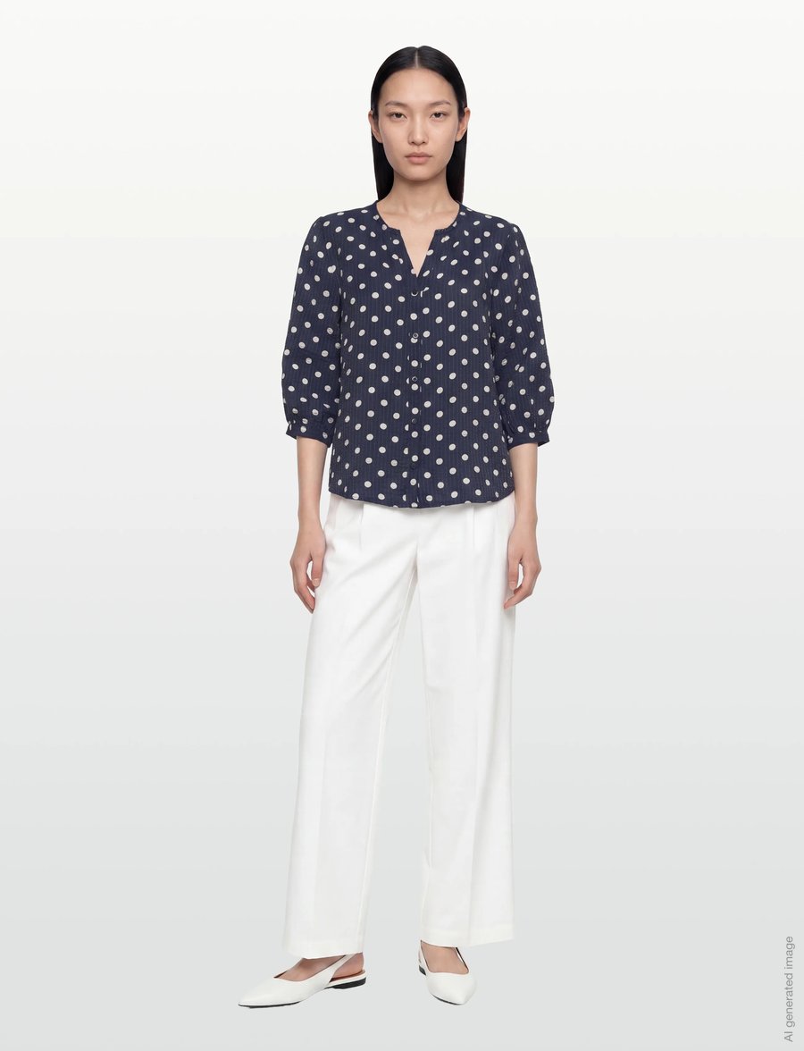 FREE/QUENT - FQALMA-BLOUSE - blūzes ar garām piedurknēm - navy blazer w. moonbeam - 0