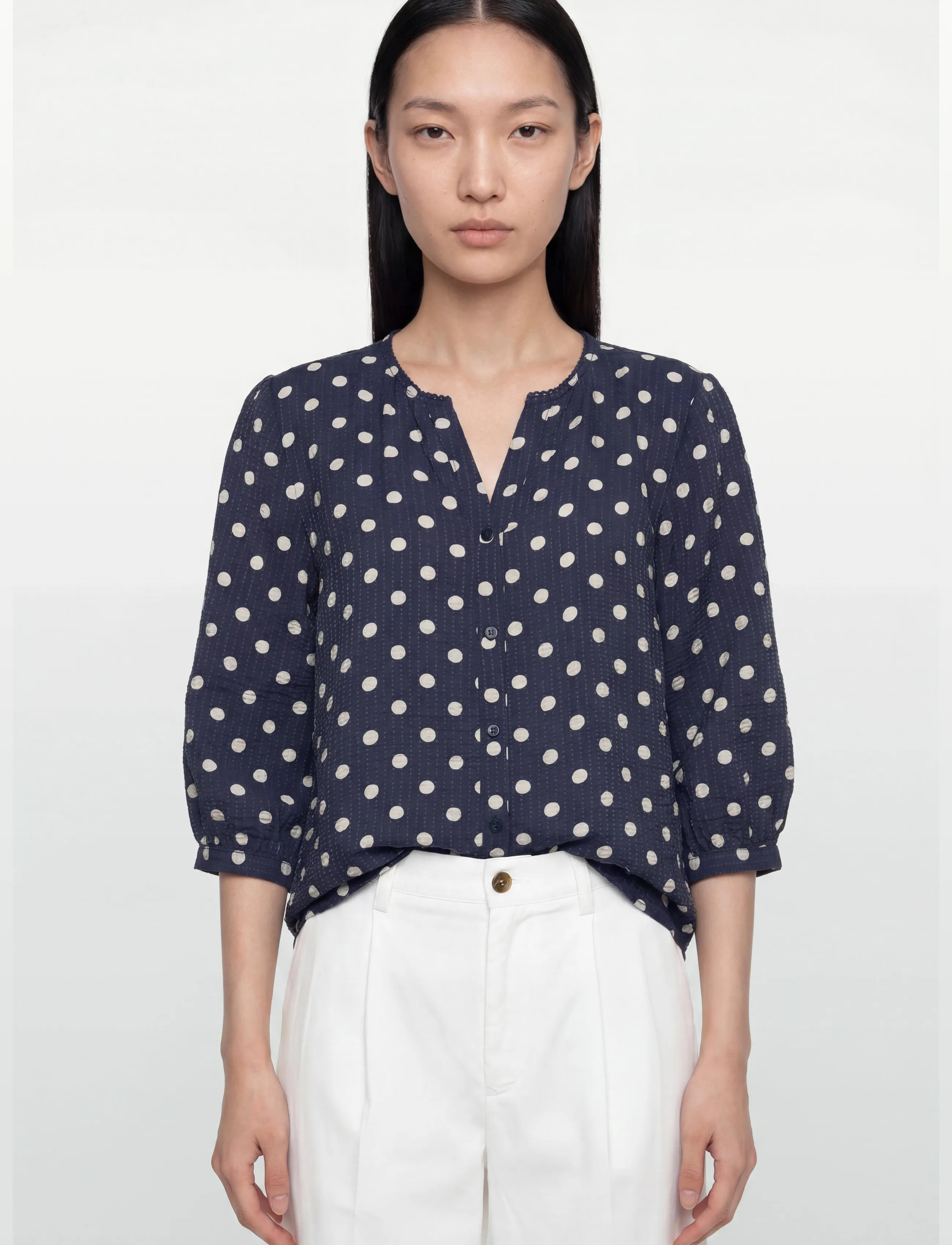 FREE/QUENT - FQALMA-BLOUSE - blūzes ar garām piedurknēm - navy blazer w. moonbeam - 3