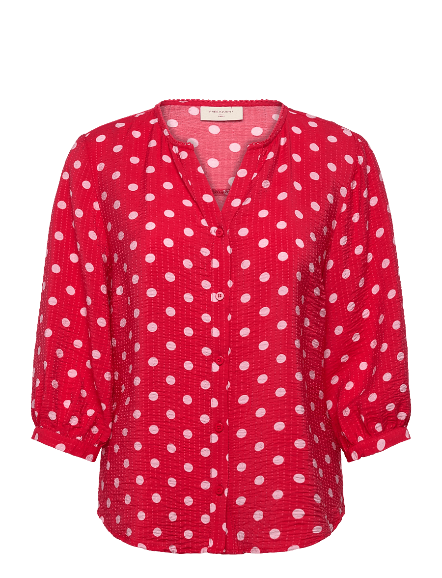 FREE/QUENT - FQALMA-BLOUSE - långärmade blusar - true red w. sweet lilac - 0