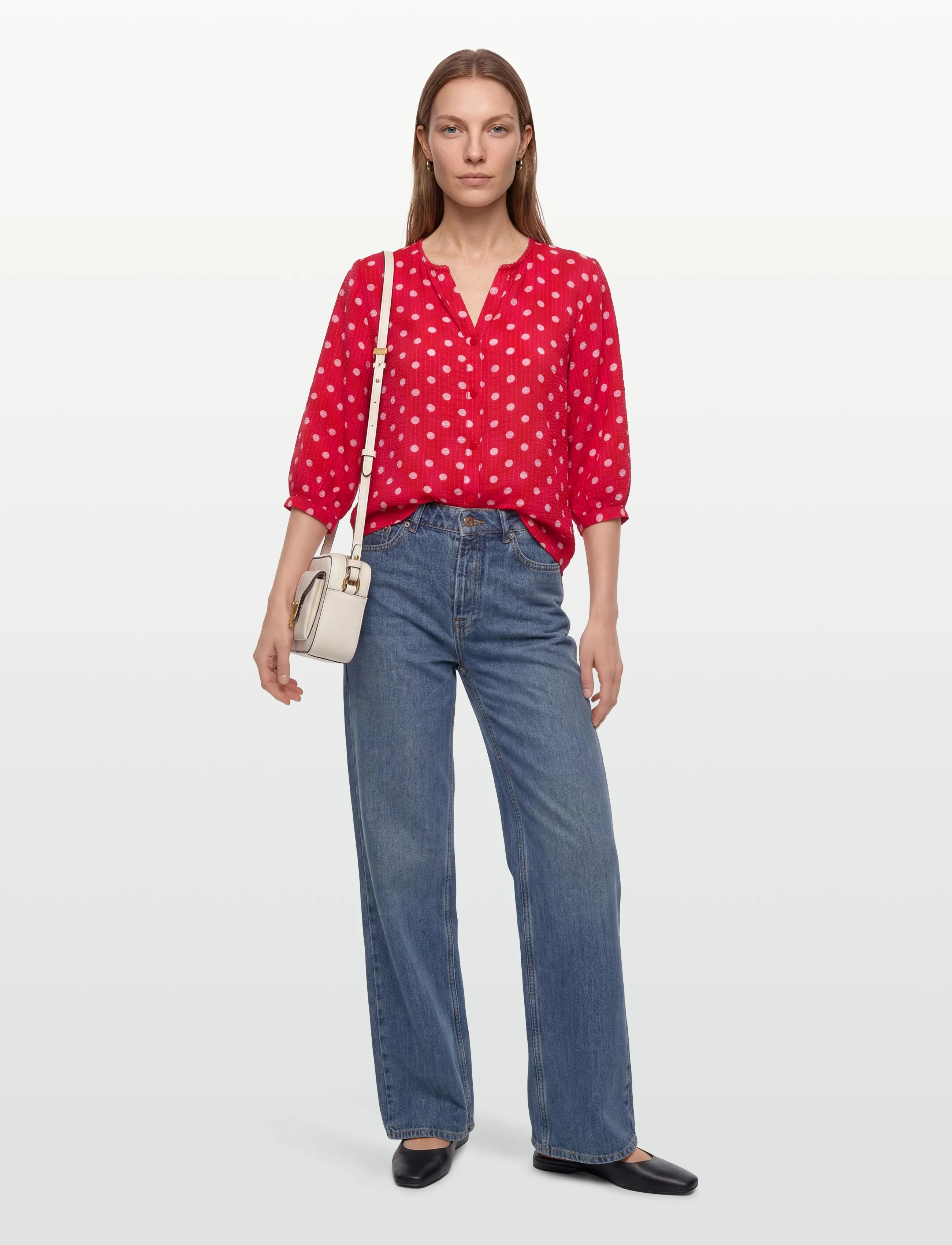 FREE/QUENT Fqalma-Blouse, Kvinder, Prikket Bluse, Rød, Str: M