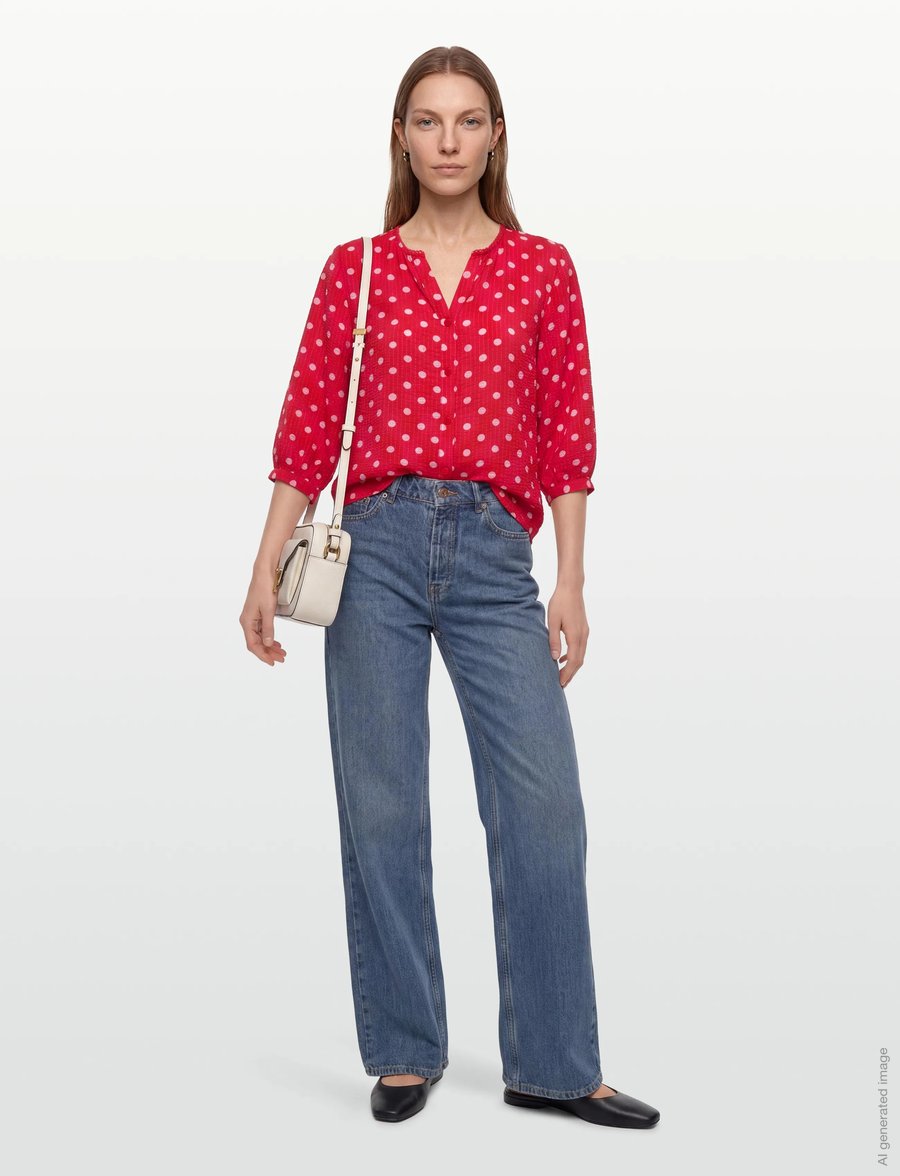 FREE/QUENT - FQALMA-BLOUSE - pikkade varrukatega pluusid - true red w. sweet lilac - 0