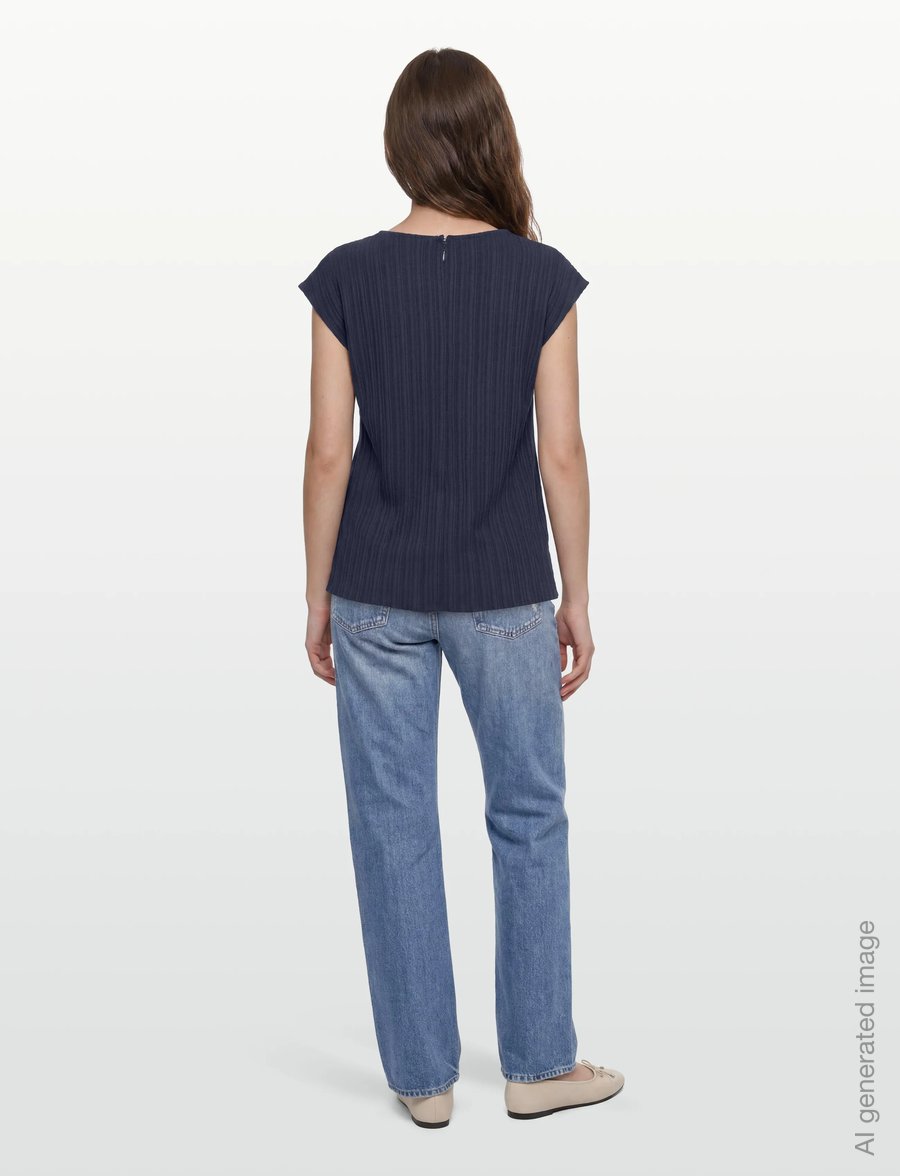 FREE/QUENT - FQGRSVALSE-BLOUSE - short-sleeved blouses - navy blazer - 4