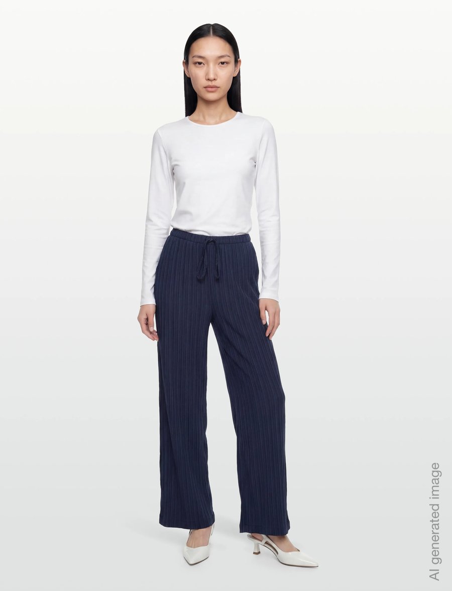 FREE/QUENT - FQGRSVALSE-PANTS - hosen mit weitem bein - navy blazer - 0