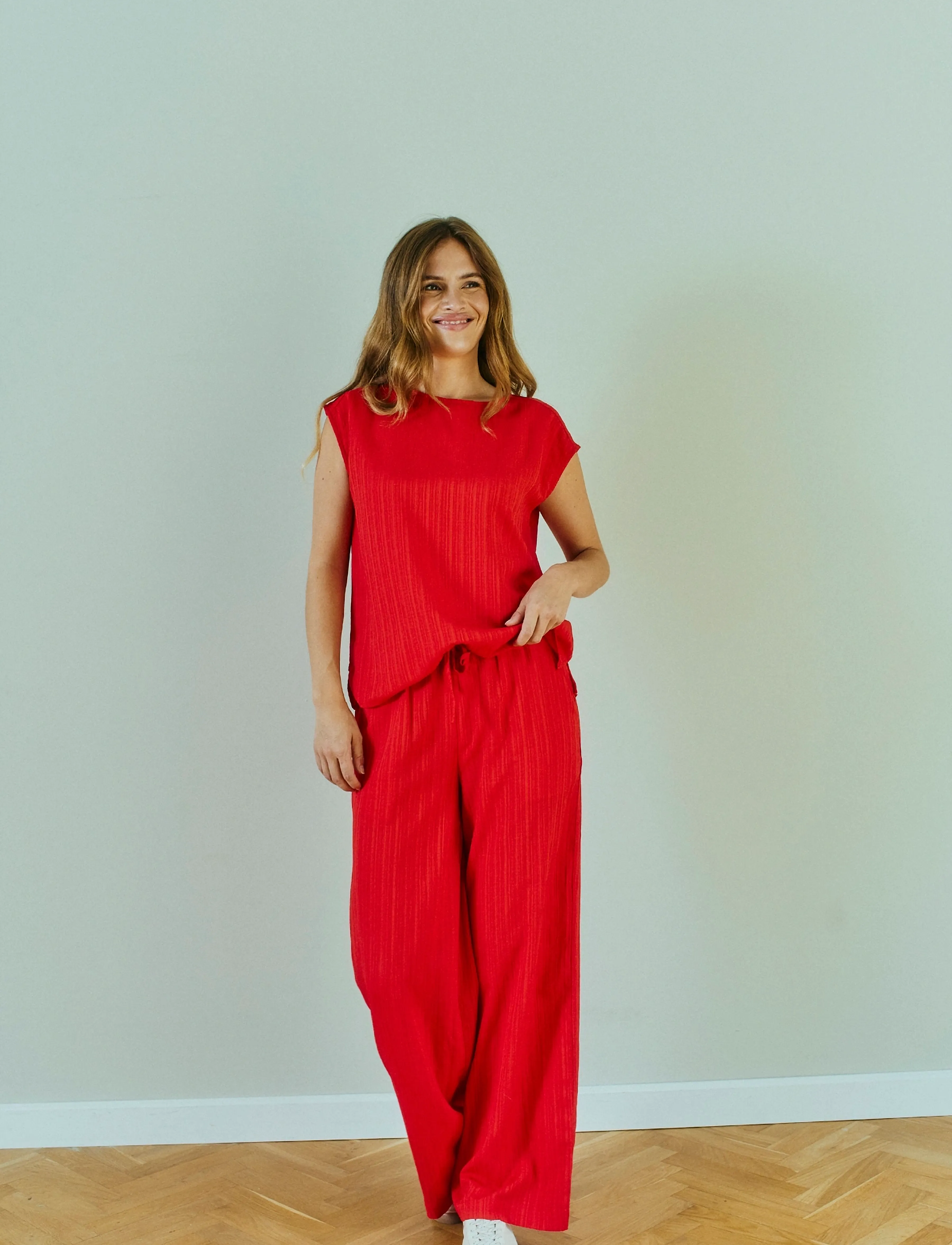 FREE/QUENT Fqgrsvalse-Pants, XXL, Red, Bukser > Brede Ben, Dame