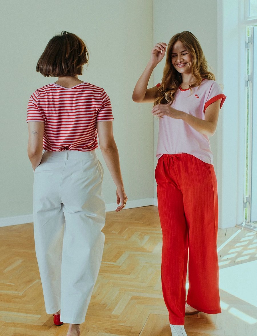 FREE/QUENT - FQGRSVALSE-PANTS - hosen mit weitem bein - true red - 3