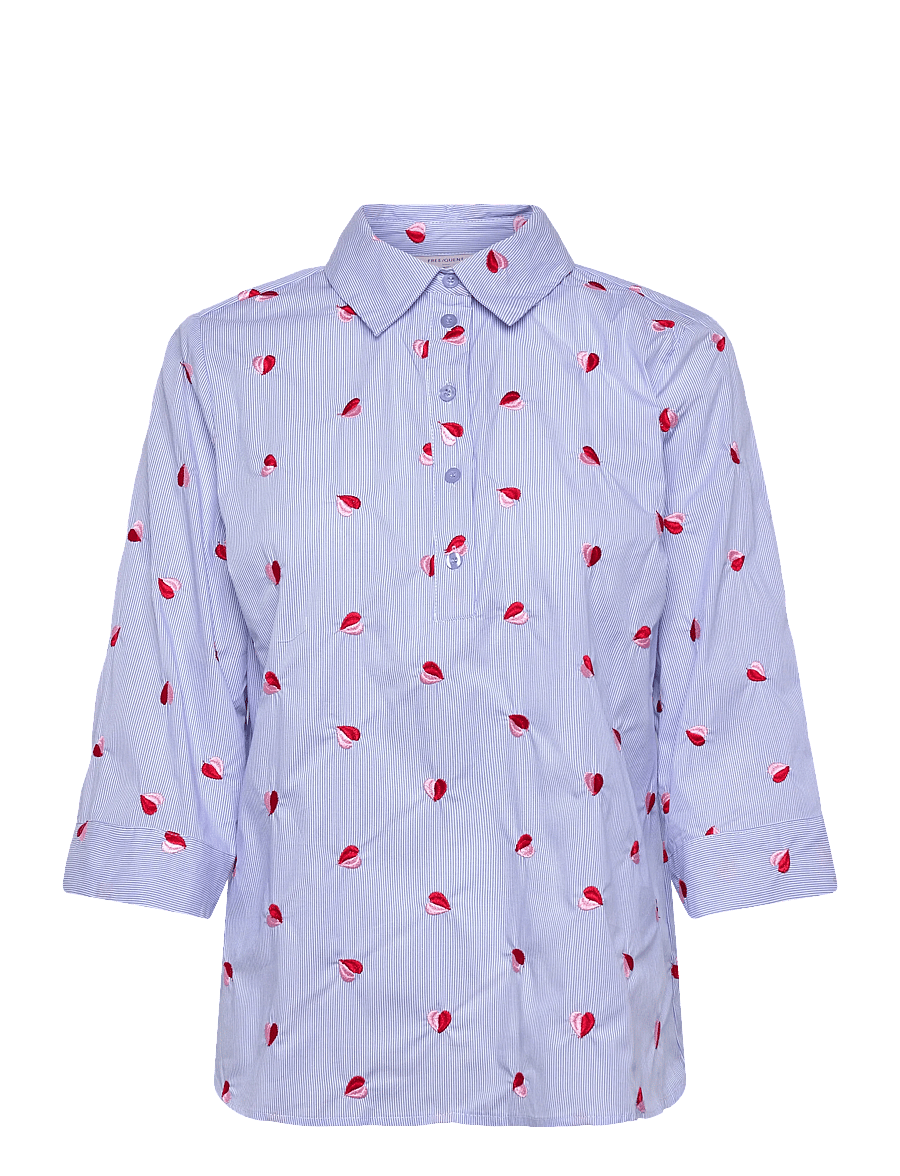 FREE/QUENT - FQROSAN-SHIRT - kortærmede skjorter - blue bell w. sweet lilac - 1