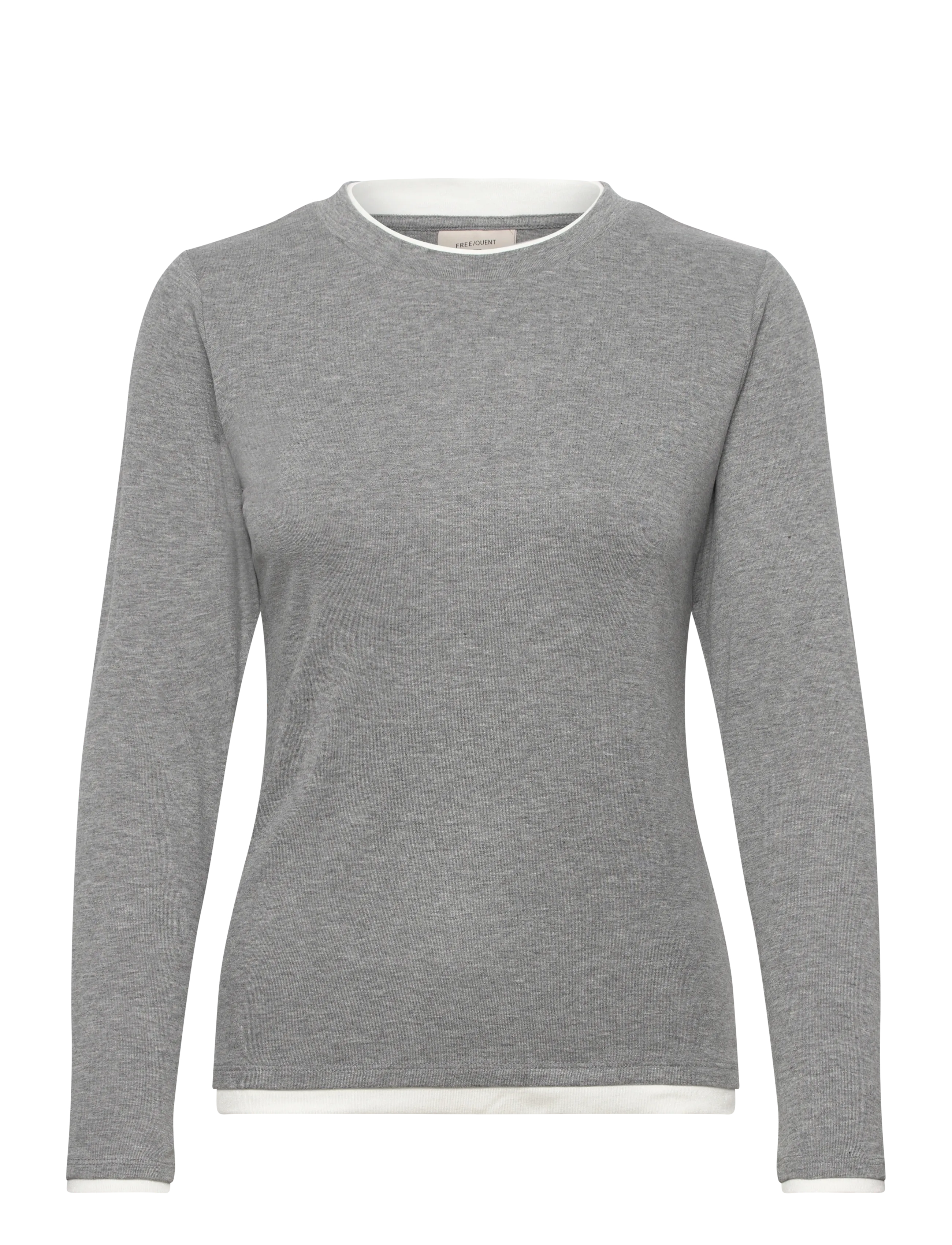 FREE/QUENT FQALVIN-TEE - T-shirts & Toppar - L. GREY MEL. W. STAR OFF-WHITE / grey