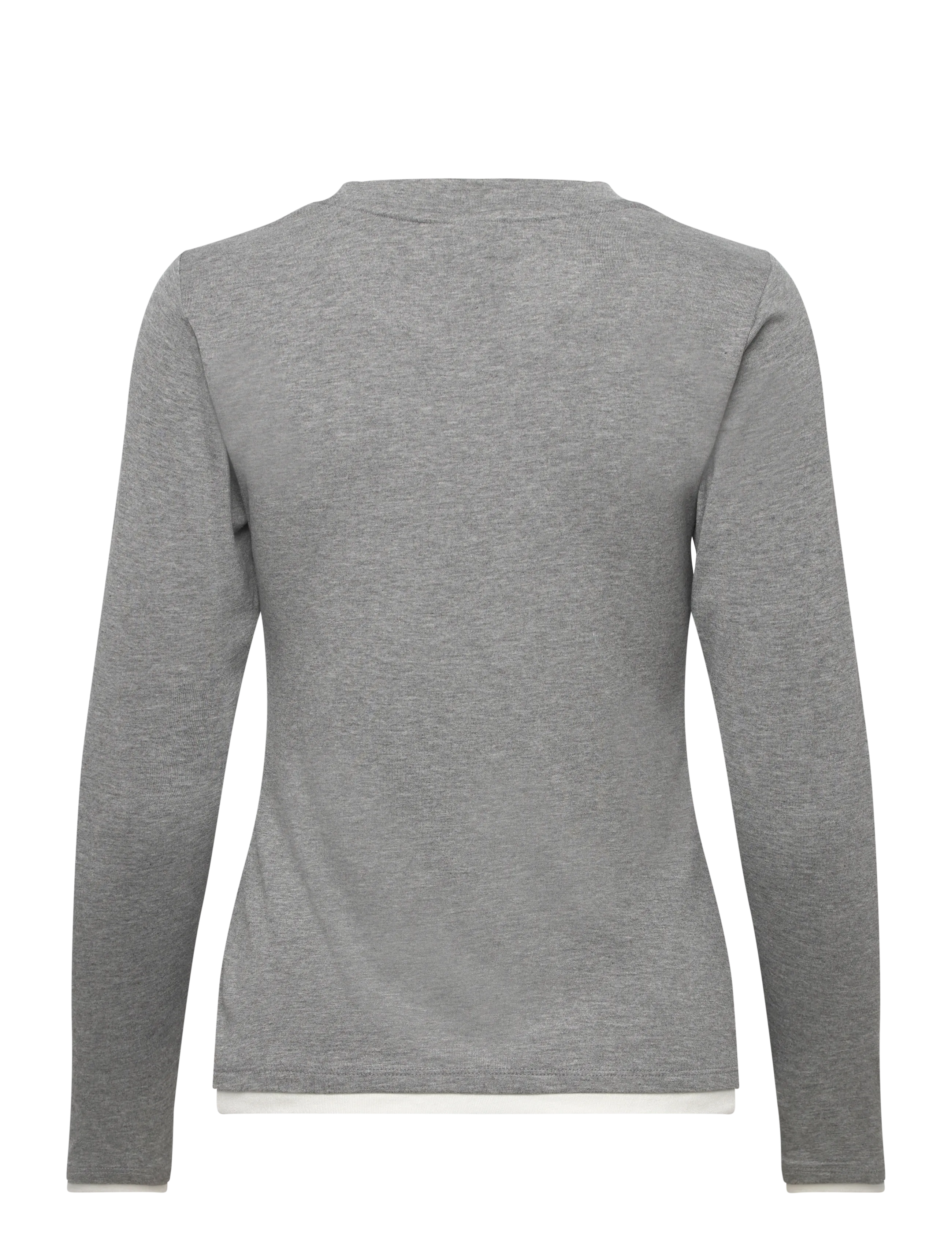 FREE/QUENT - FQALVIN-TEE - long-sleeved tops - l. grey mel. w. star off-white - 2