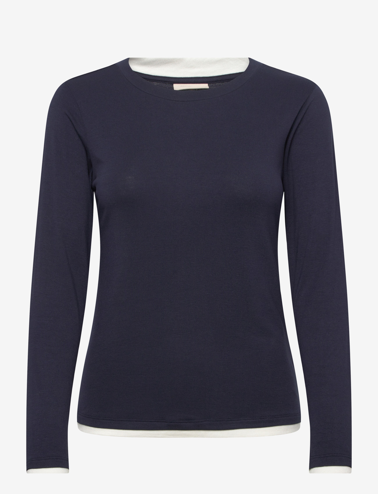 FREE/QUENT - FQALVIN-TEE - langärmlige tops - navy blazer w. star off-white - 1