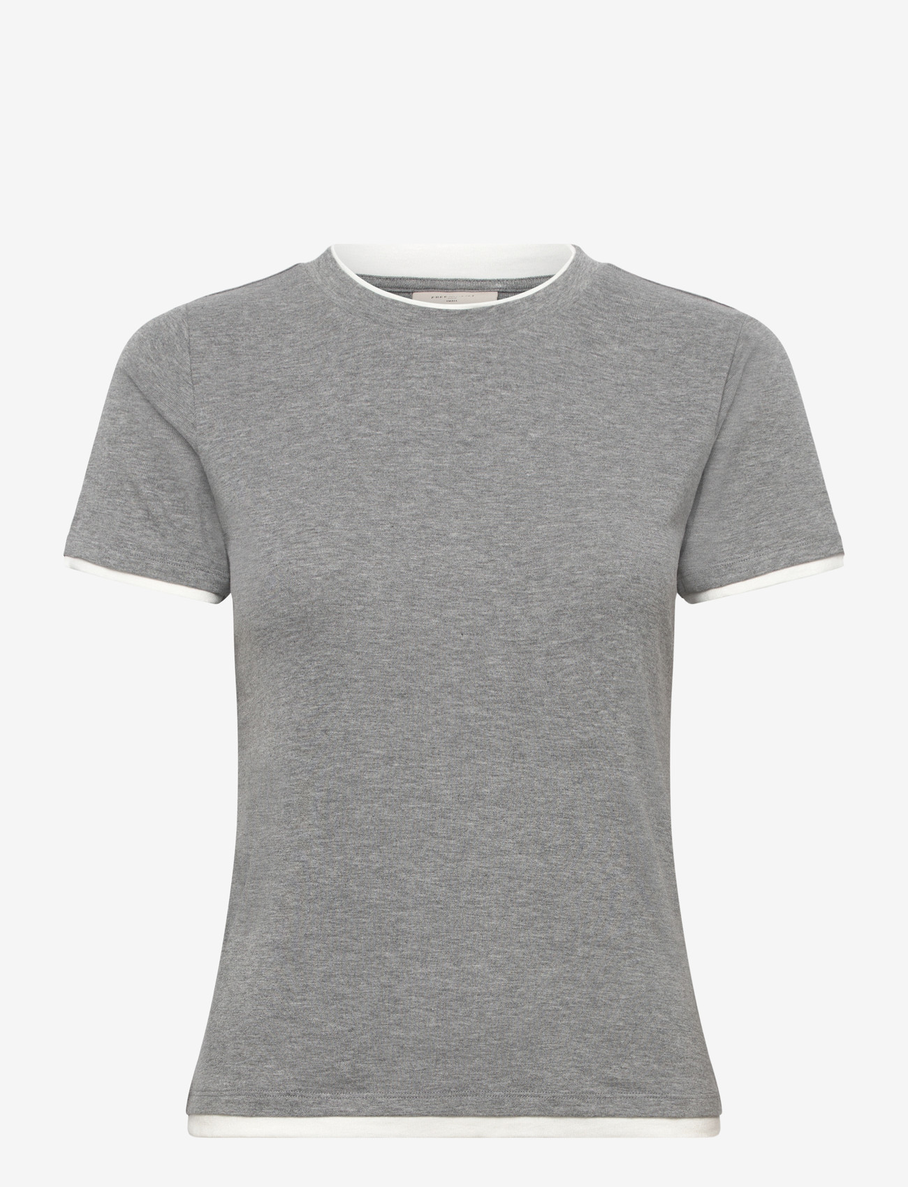 FREE/QUENT - FQALVIN-TEE - t-shirts - l. grey mel. w. star off-white - 0