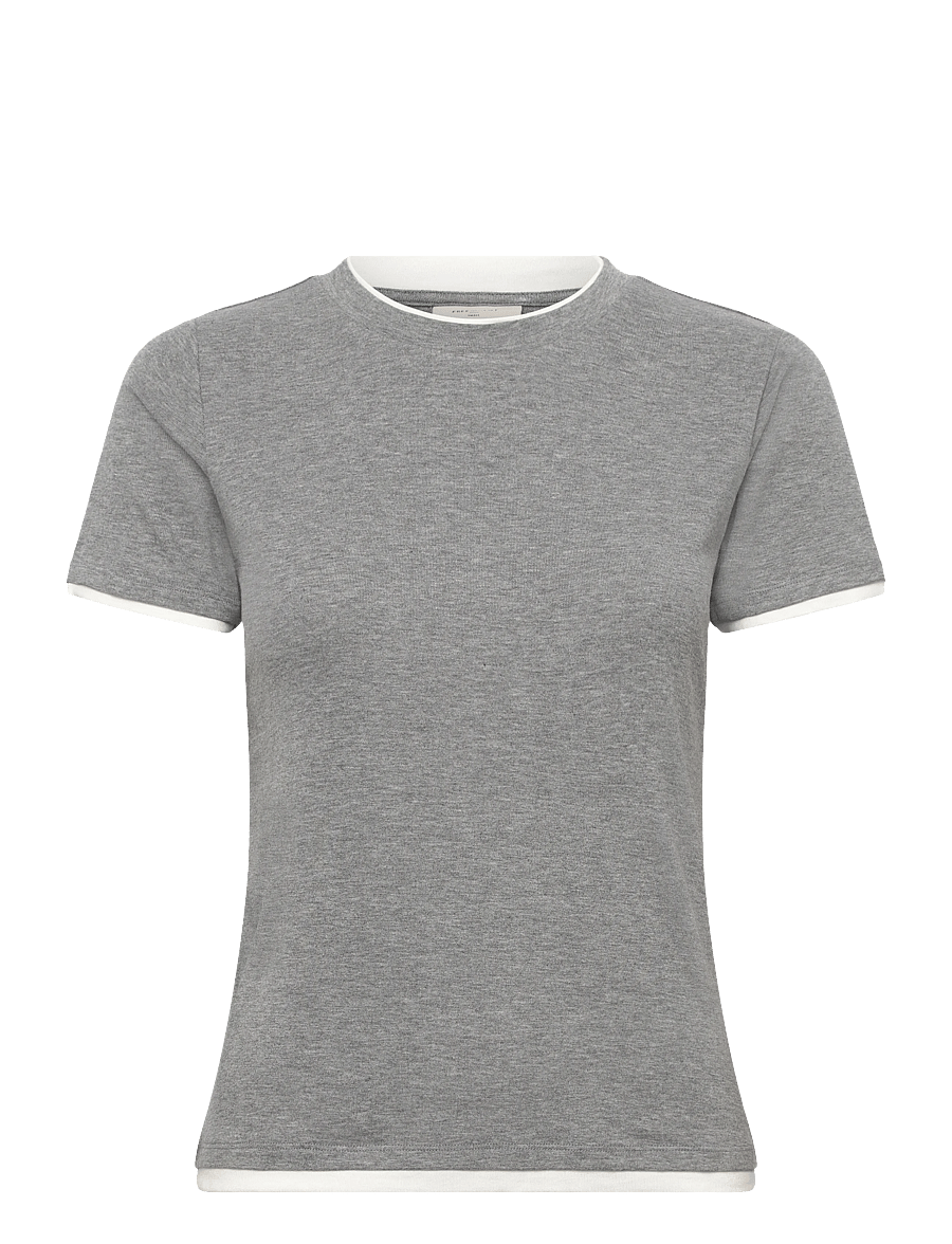 FREE/QUENT - FQALVIN-TEE - t-shirts - l. grey mel. w. star off-white - 1