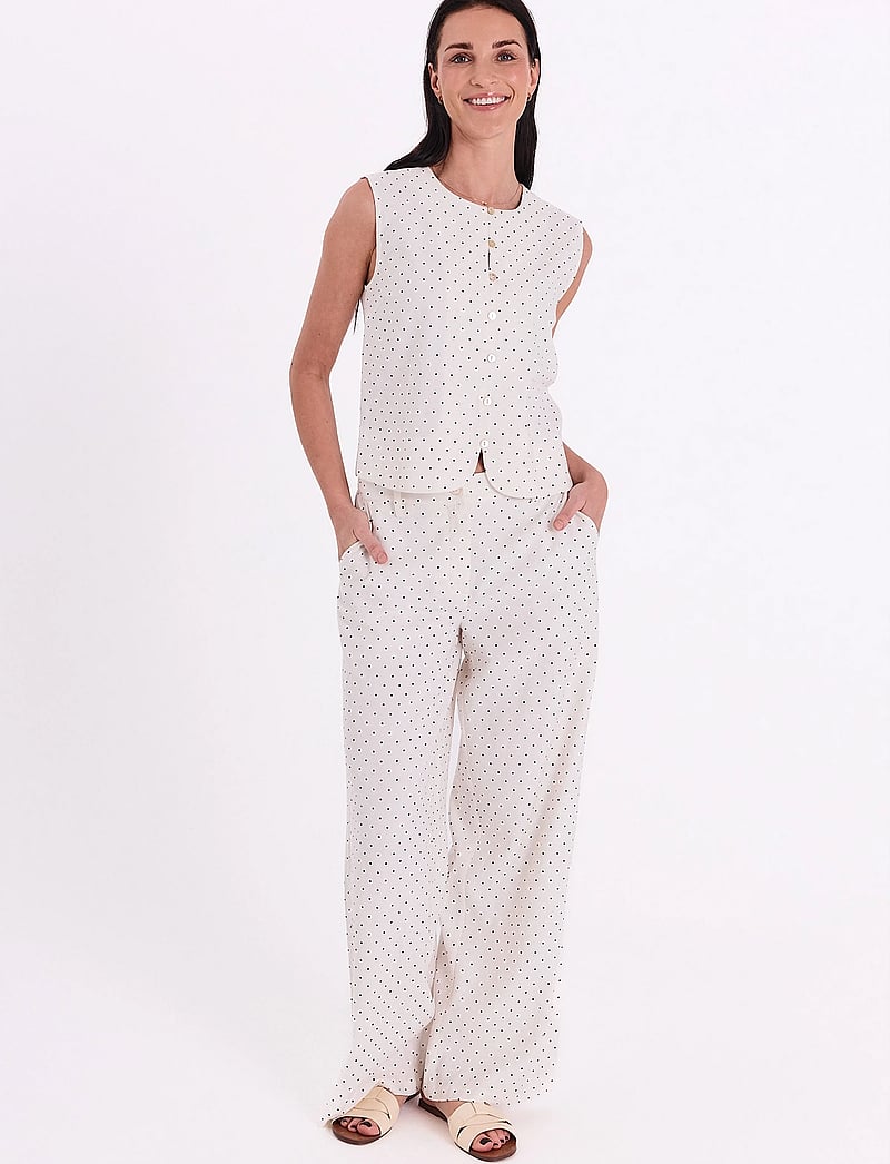 FREE/QUENT - FQANYA-PANTS - hosen mit weitem bein - star off-white w. black - 0