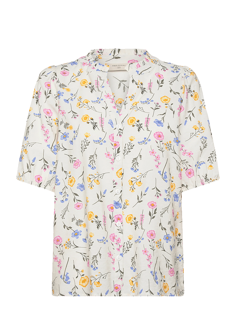FREE/QUENT - FQMOLLI-SHIRT - kurzärmlige hemden - star off-white w. golden haze - 1