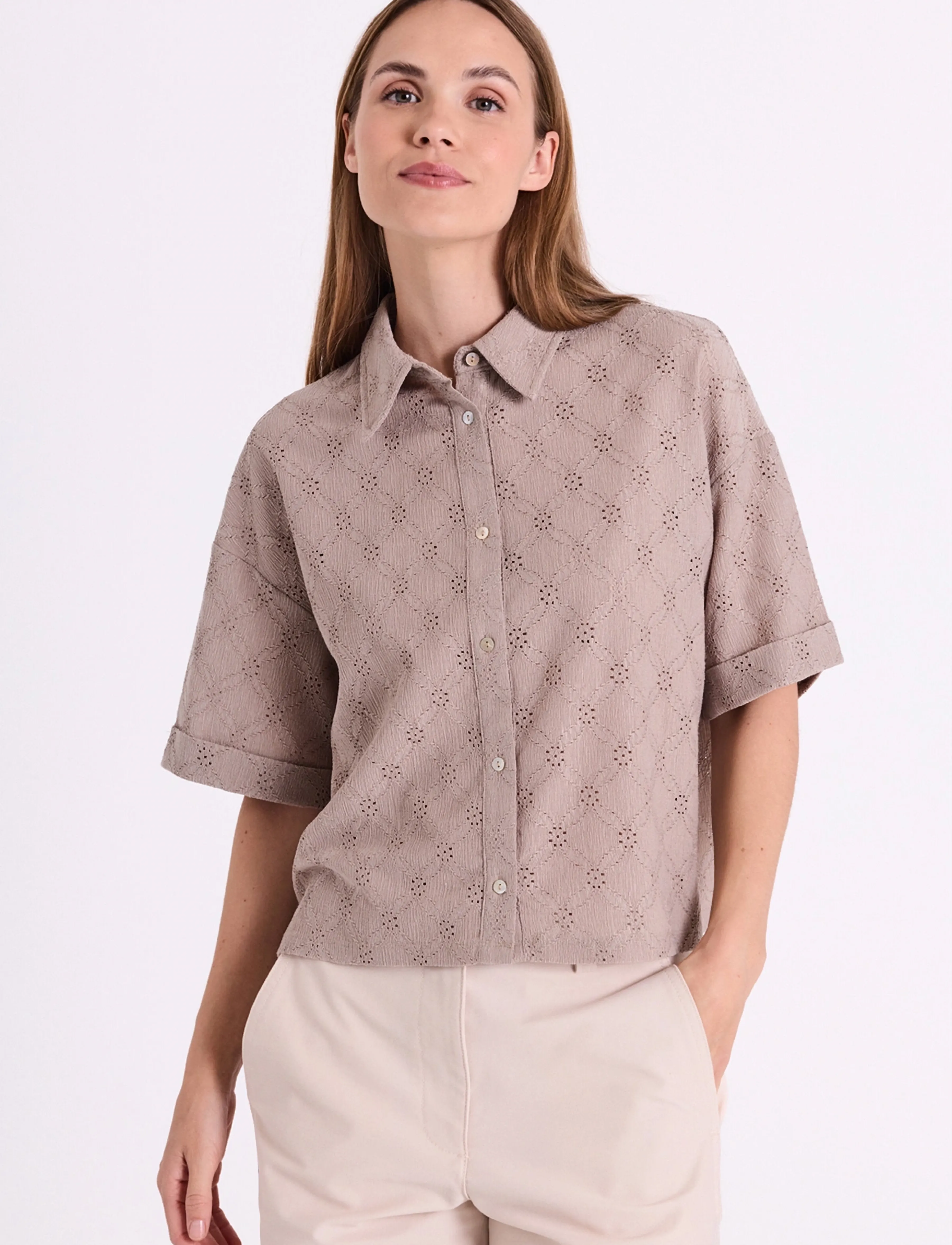 FREE/QUENT Fqmirna-Shirt, XXL, Shirts, Beige - Short-sleeved, Frauen