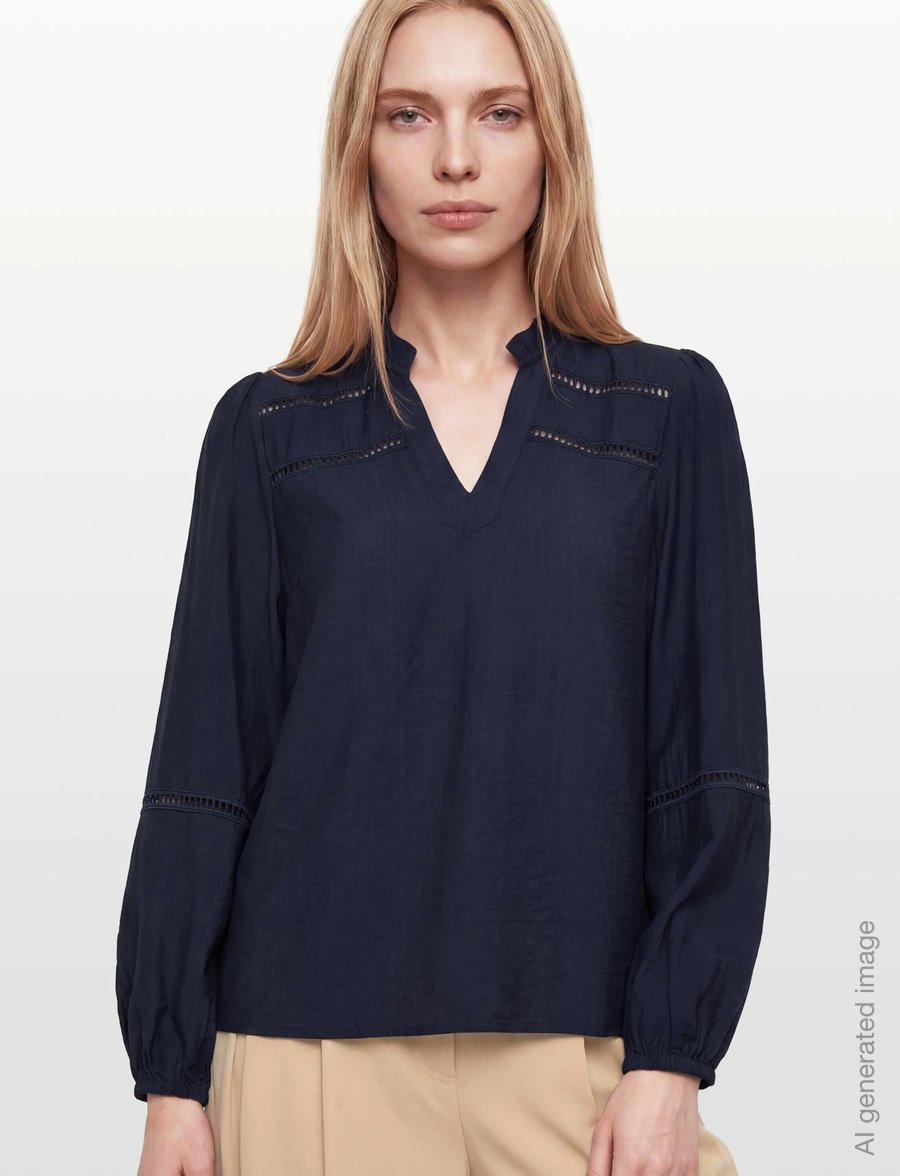 FREE/QUENT - FQANTINA-BLOUSE - langärmelige blusen - navy blazer - 3