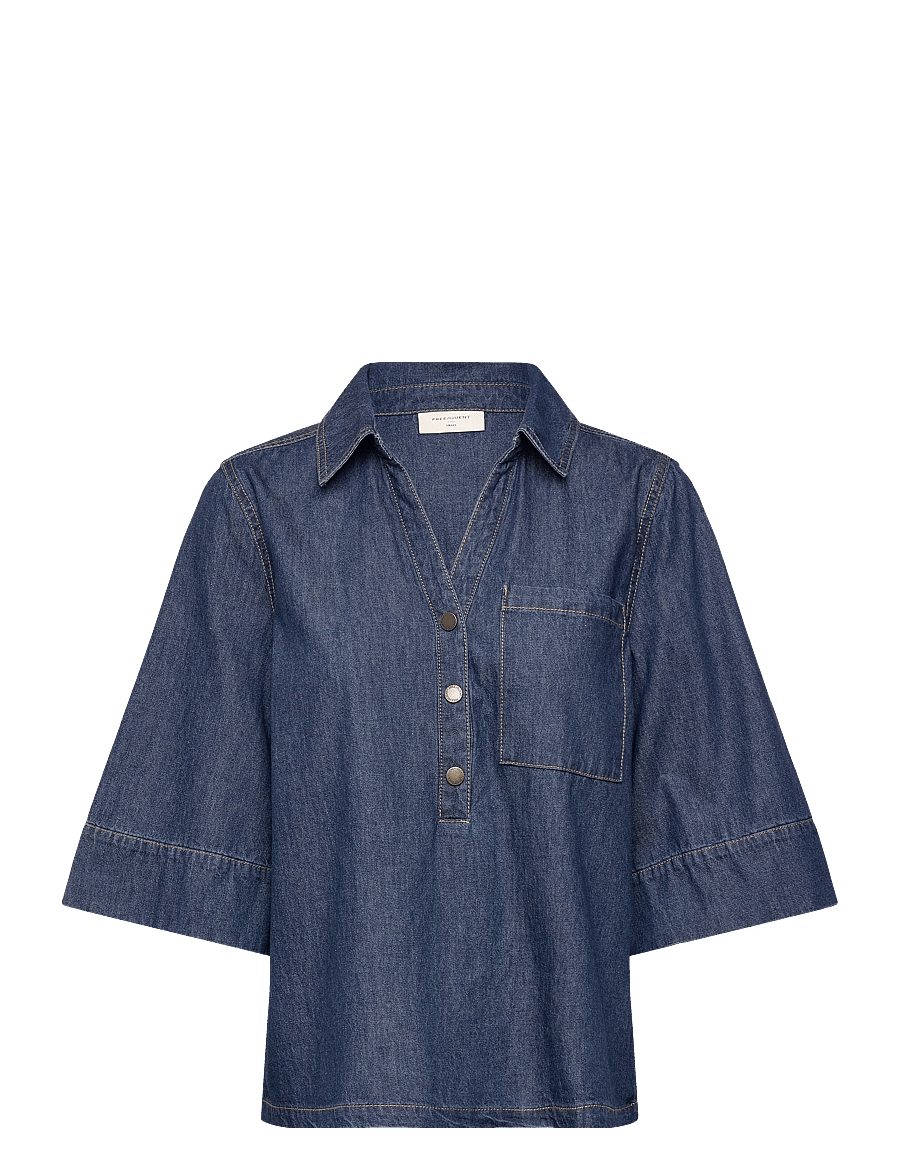 FREE/QUENT - FQLISEA-BLOUSE - jeanshemden - medium blue denim - 1