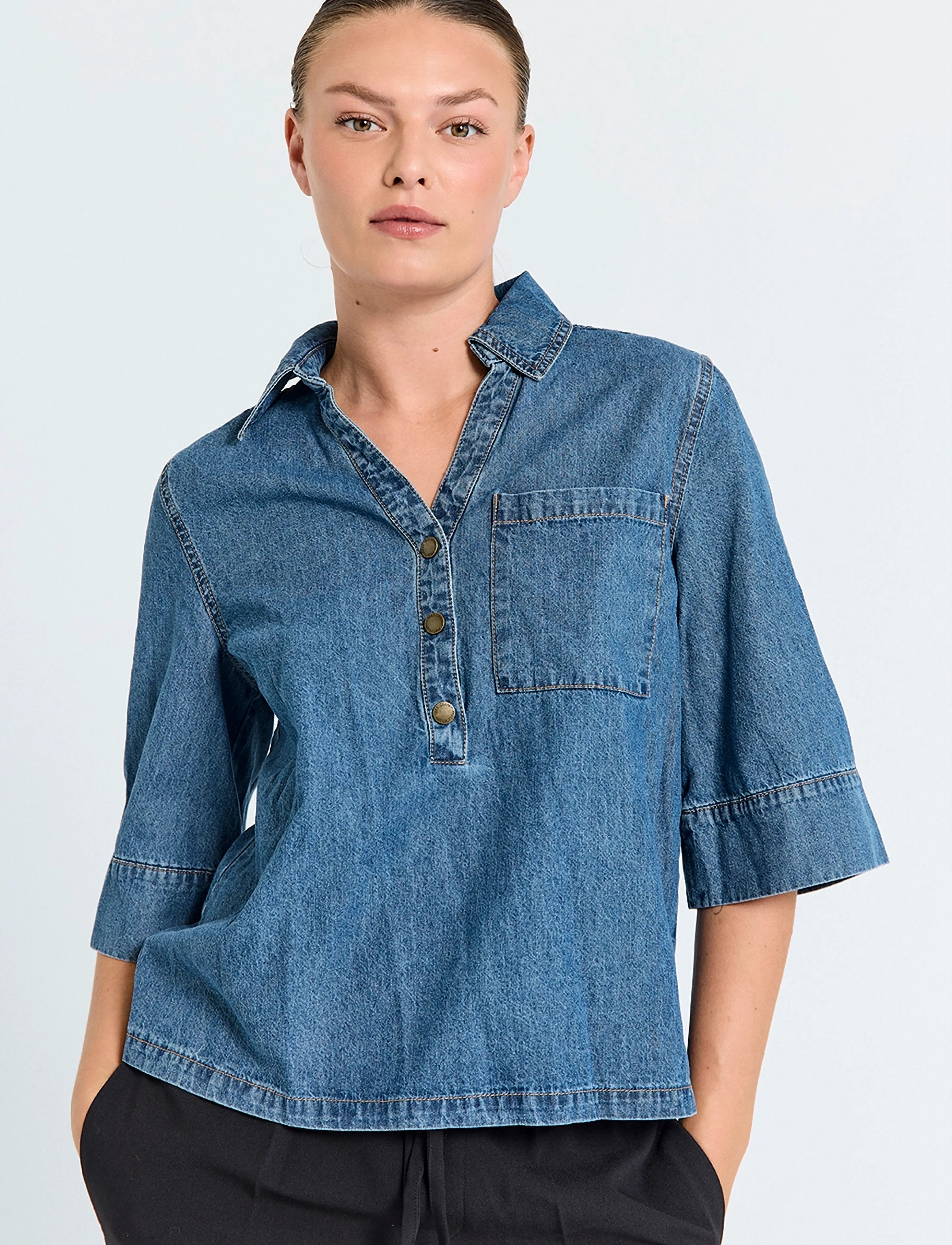 FREE/QUENT Blouse From Freequent, XS, Blue, Skjorter > Kortærmede, Dame