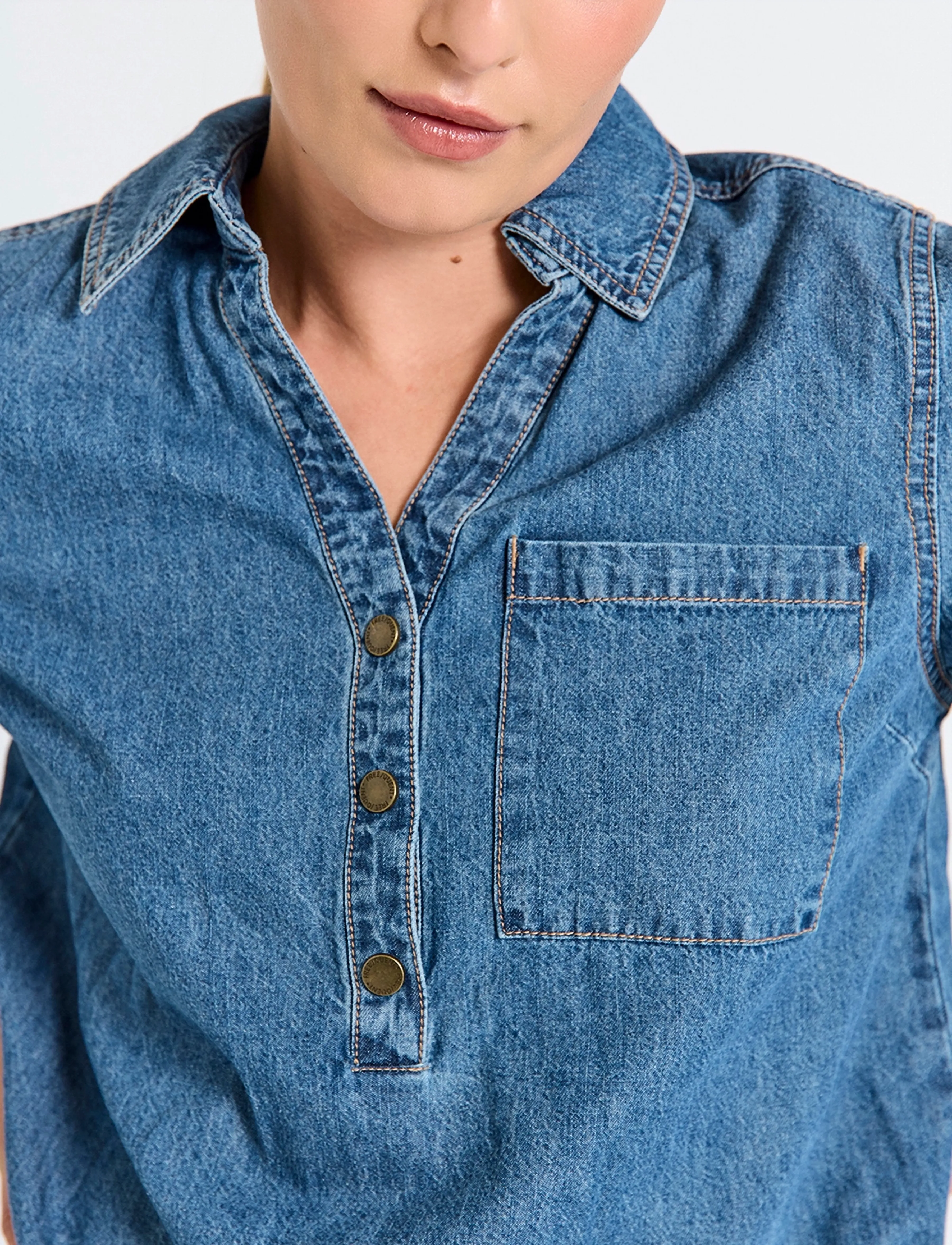 FREE/QUENT - Blouse from Freequent - džinsa krekli - medium blue denim - 3